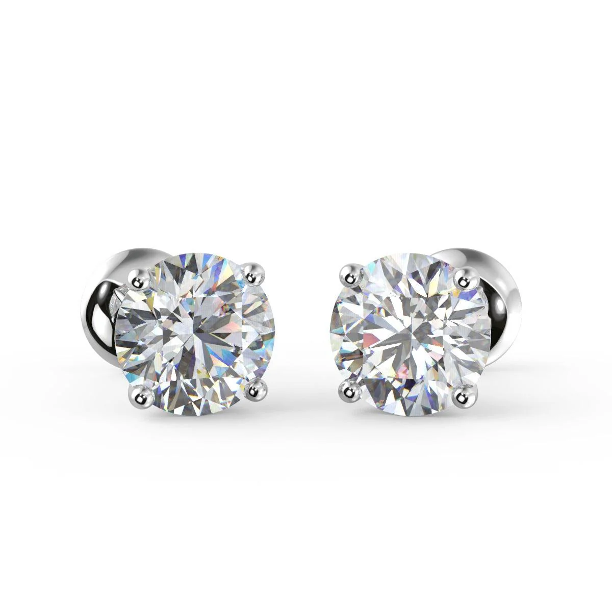 3.00ct Round Diamond Stud Earrings – Platinum, D/VS (Certified)