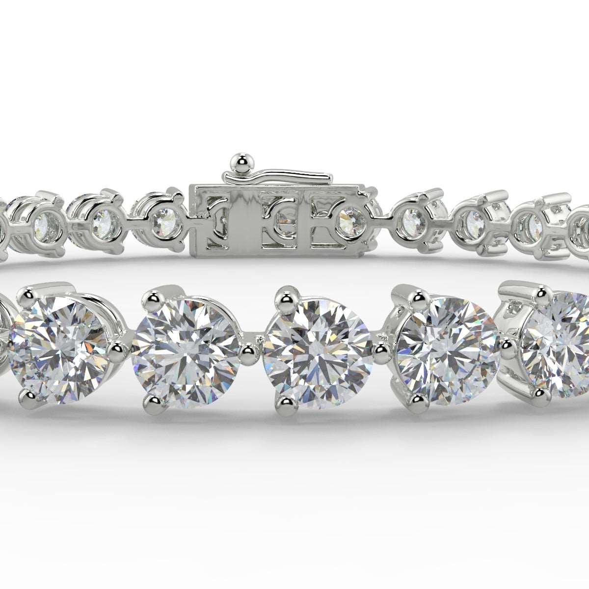3 Prong Diamond Tennis Bracelet for Womens in 18k Gold & Platinum F/VS 2.00ct - 5.00ct - Image 2