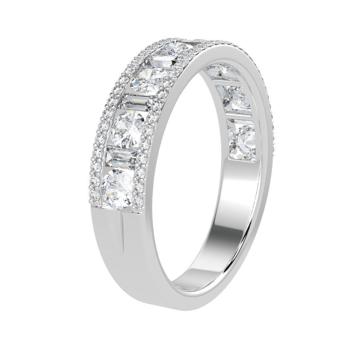 3 Row Baguette and Round Diamond Half Eternity Ring in Platinum & 18k Gold 1.00ct - 2.00ct - Image 4