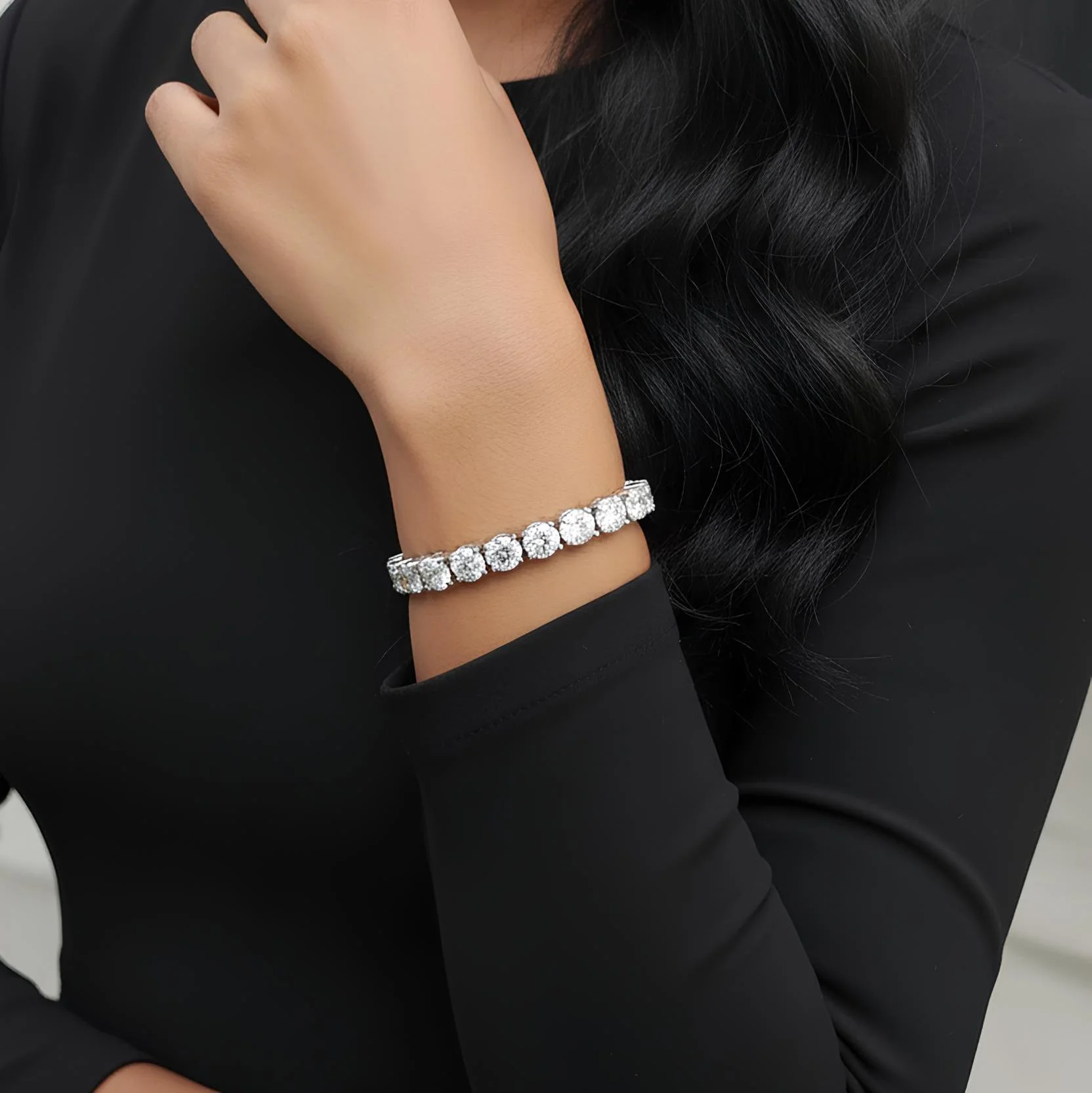 35.00ct D/VS Round Lab Grown Diamond Tennis Bracelet in Platinum - Image 2