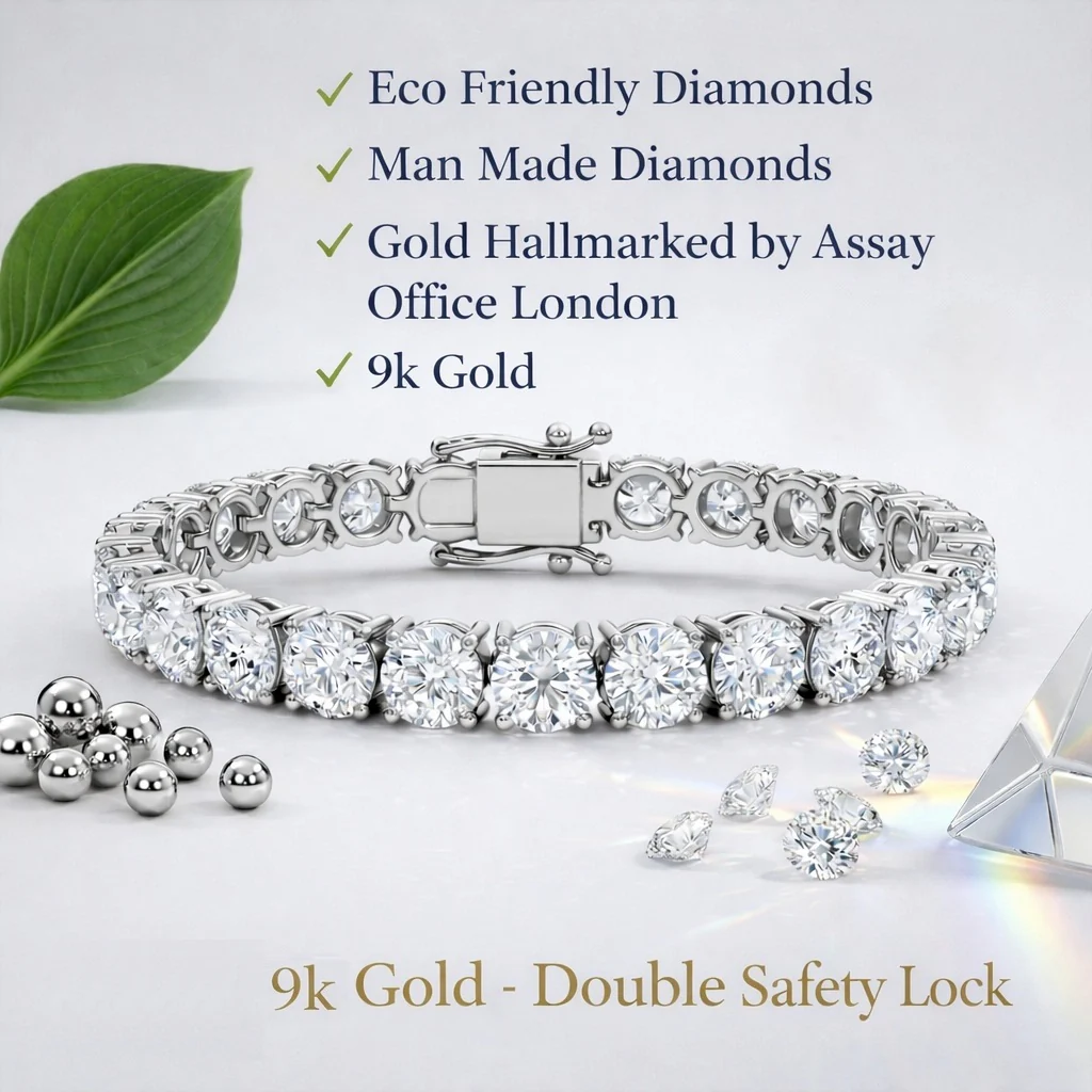 D/VS 30.00ct Lab Diamond Claw Set Tennis Bracelet in 9k Gold | 1.1ct Each Diamond - Image 3