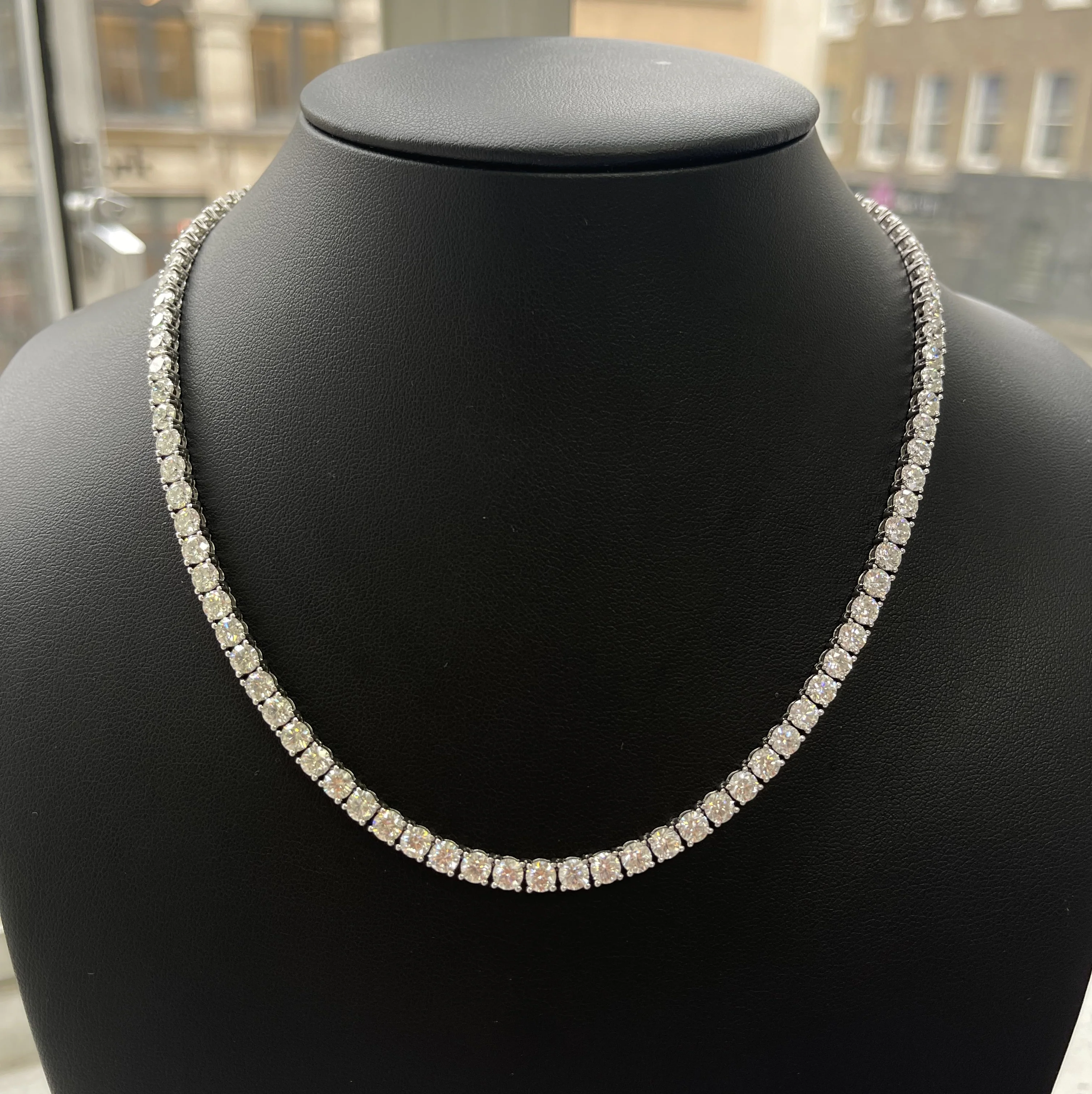 30ct Round Lab Diamond Tennis Necklace – 9K Gold, D/VS - Image 10