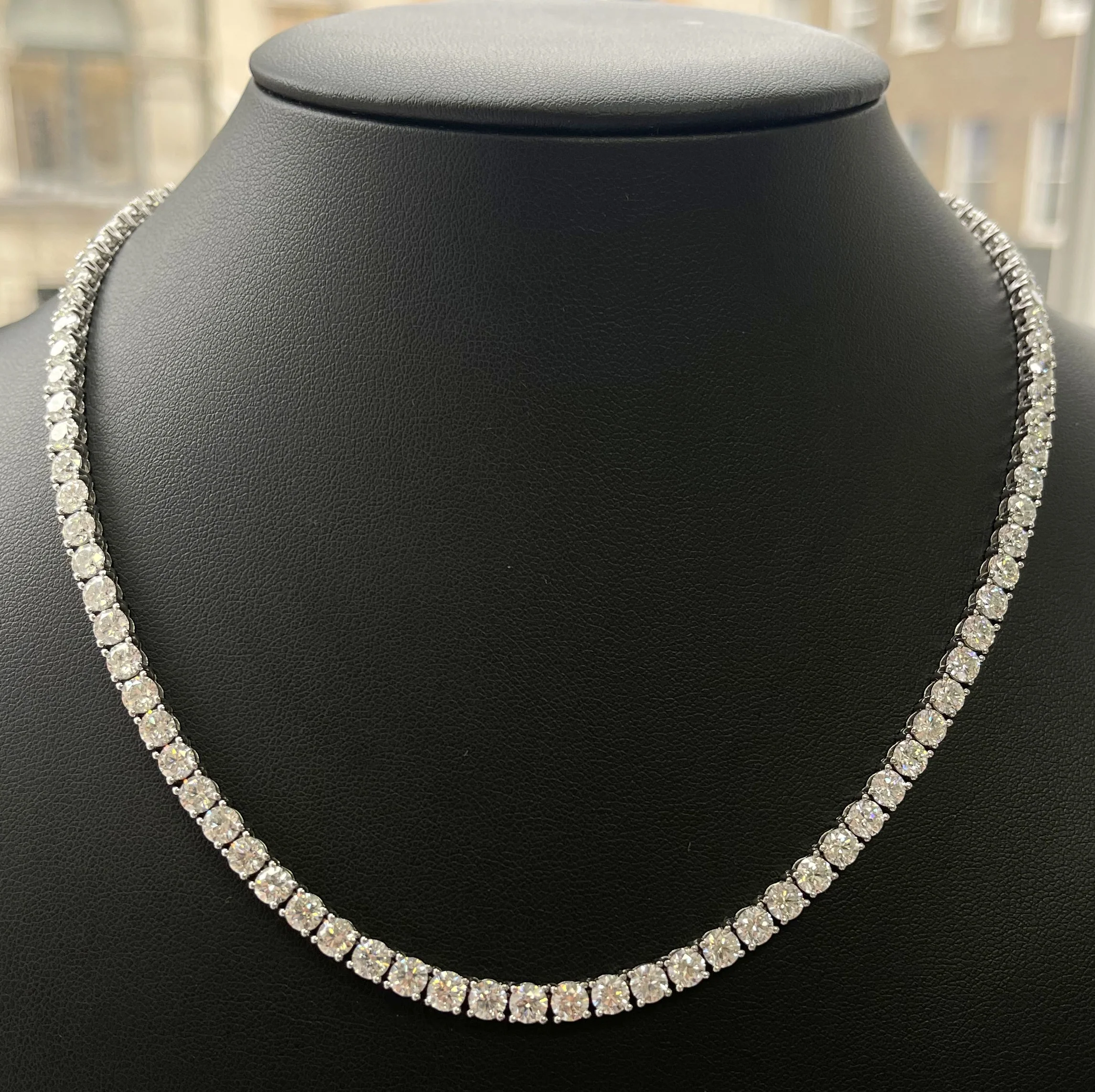 30ct Round Lab Diamond Tennis Necklace – 9K Gold, D/VS - Image 7