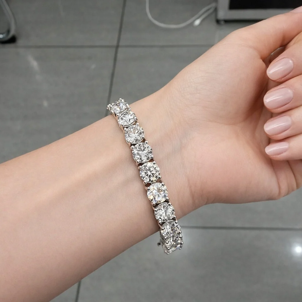 D/VS 35.00ct Lab Diamond Claw Set Tennis Bracelet in 9k Gold | 1.5ct Each Diamond - Image 3