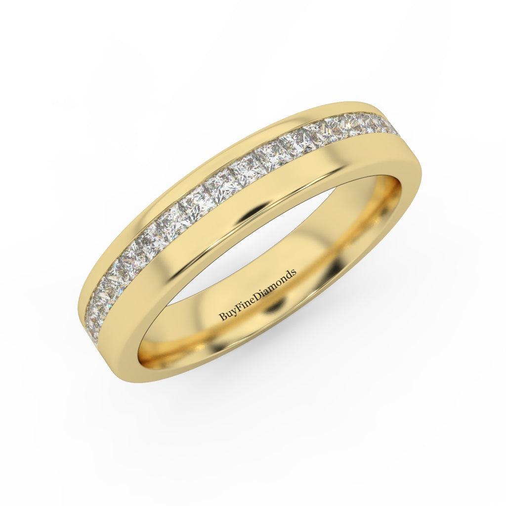 4.0MM Natural Princess Diamond Channel Set Women's Wedding Band Ring 0.40 Ct - Image 3