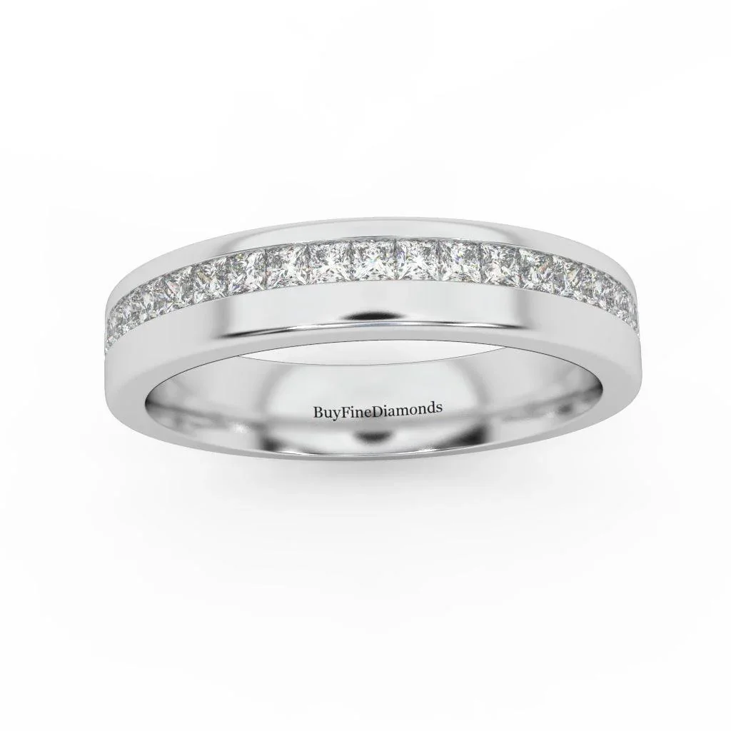 4.0MM Natural Princess Diamond Channel Set Women's Wedding Band Ring 0.40 Ct - Image 5