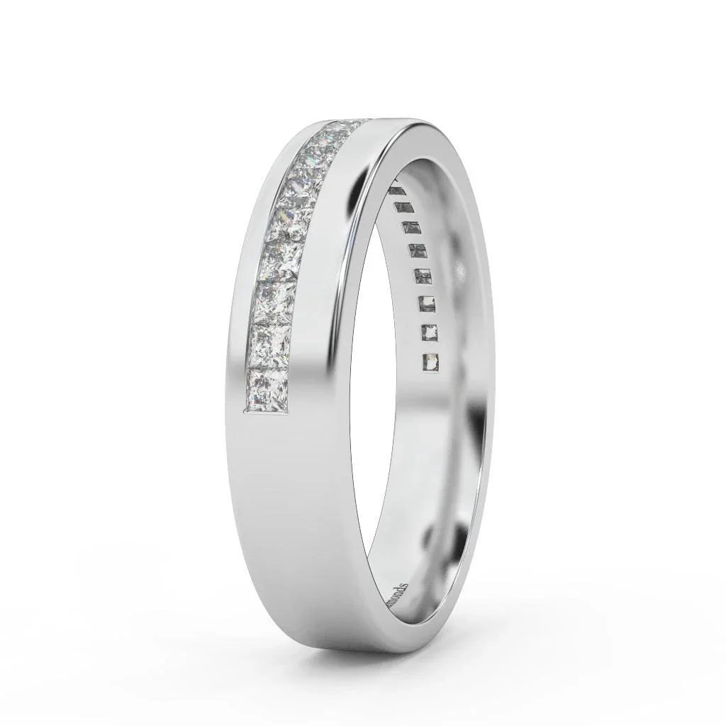 4.0MM Natural Princess Diamond Channel Set Women's Wedding Band Ring 0.40 Ct - Image 6