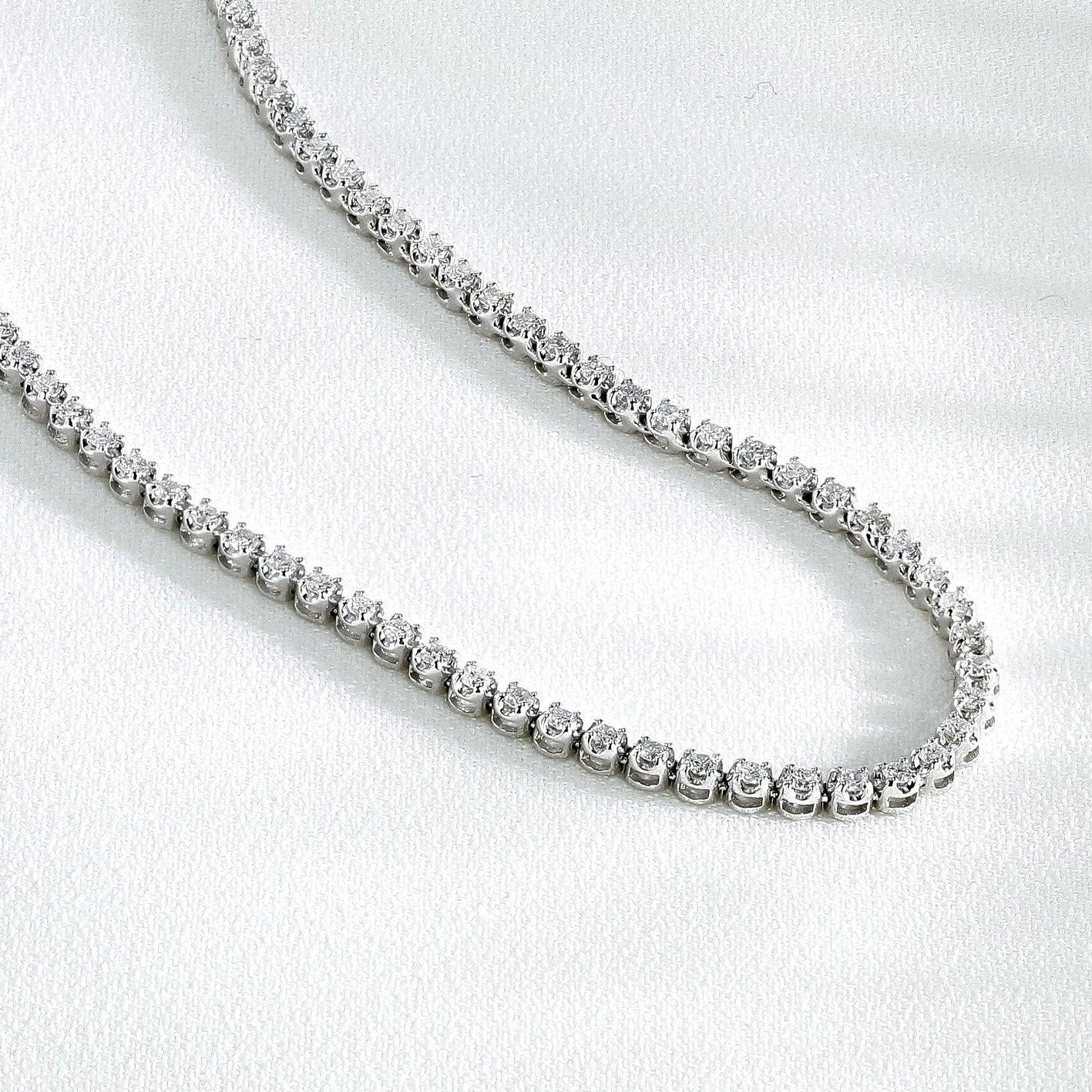 4-8ct Round Diamond Tennis Necklace – White Gold, D/VVS - Image 4