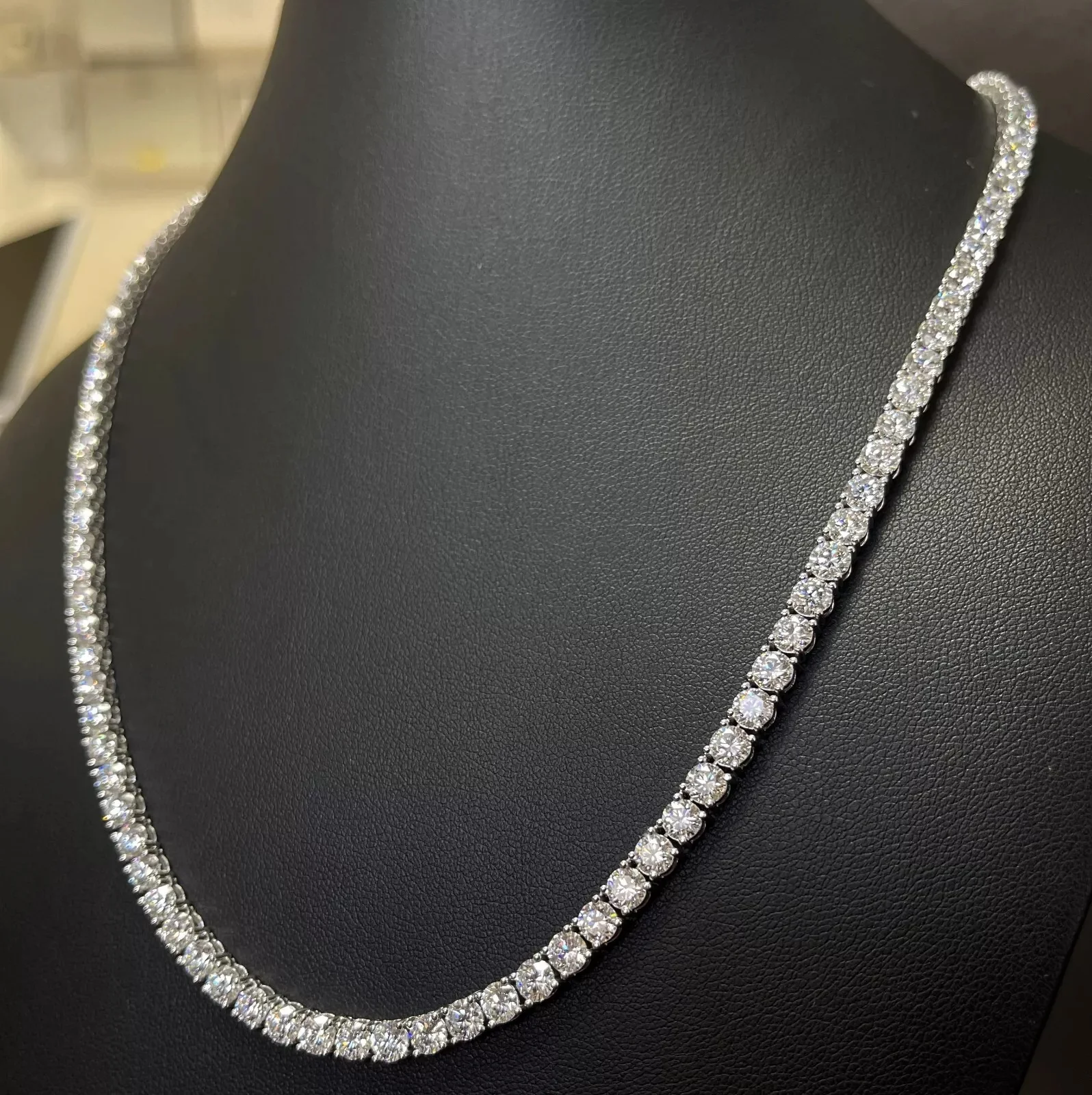 35ct Round Lab Diamond Tennis Necklace – 9K Gold, D/VS - Image 7
