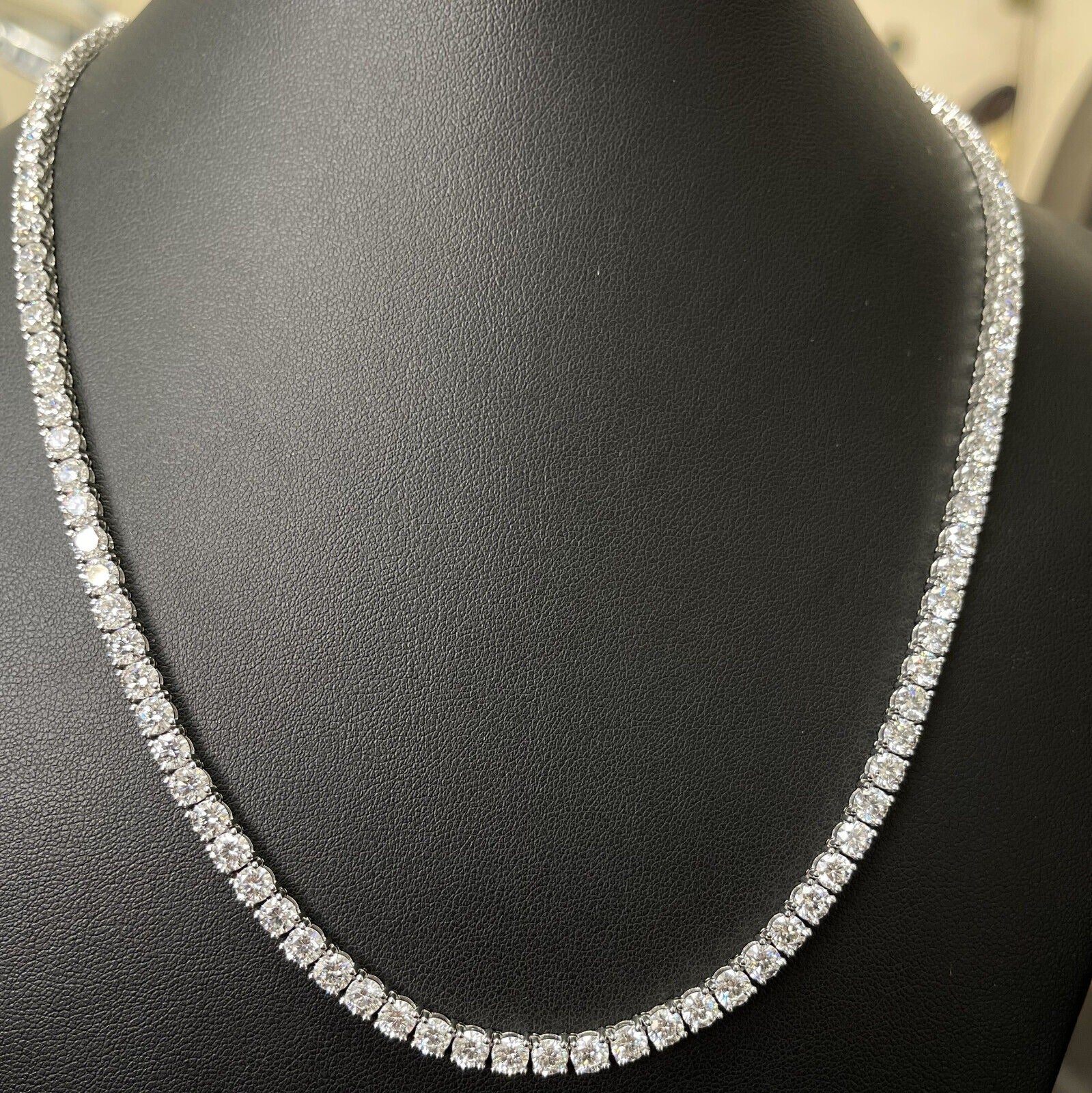 35ct Round Lab Diamond Tennis Necklace – 9K Gold, D/VS - Image 5