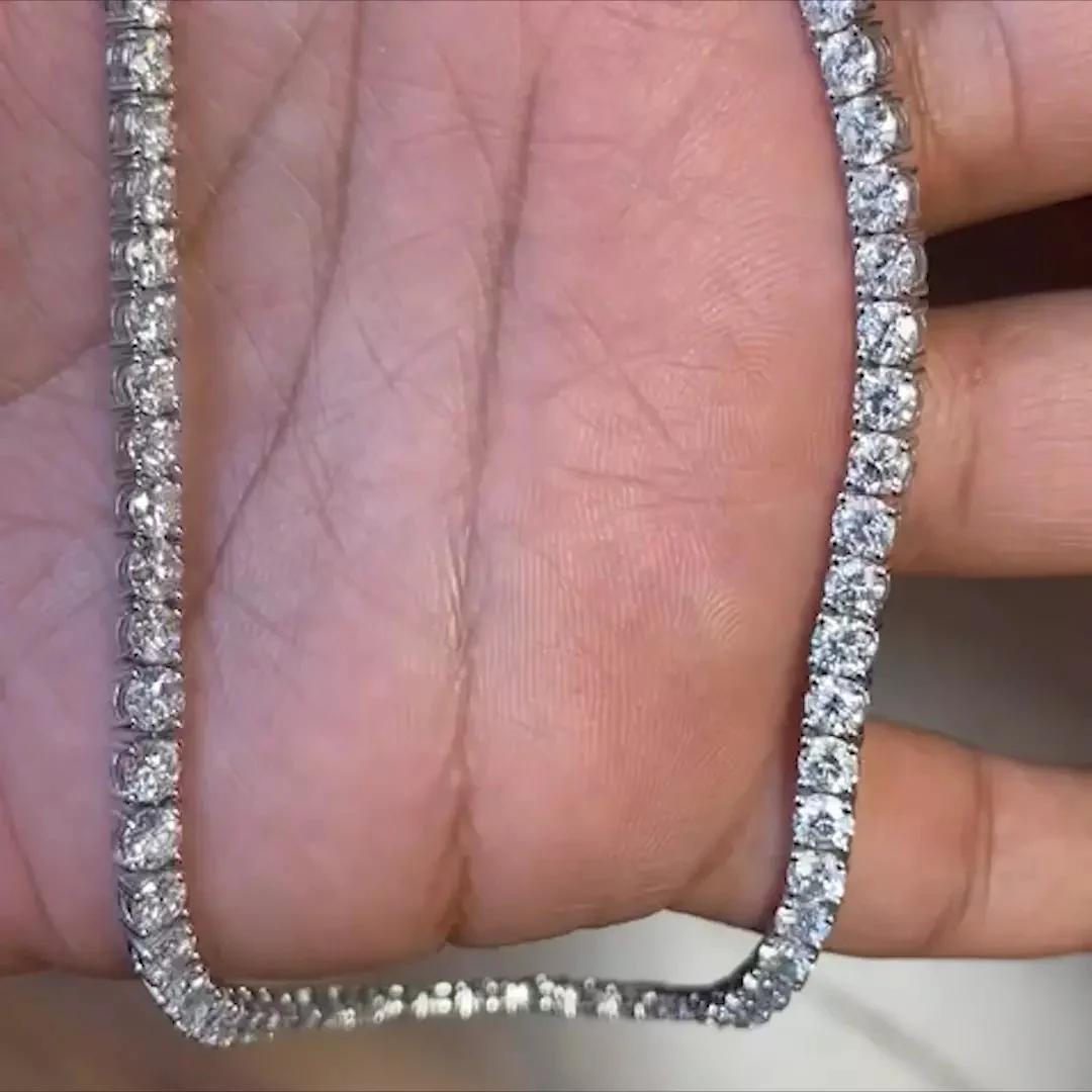 35ct Round Lab Diamond Tennis Necklace – 9K Gold, D/VS - Image 9