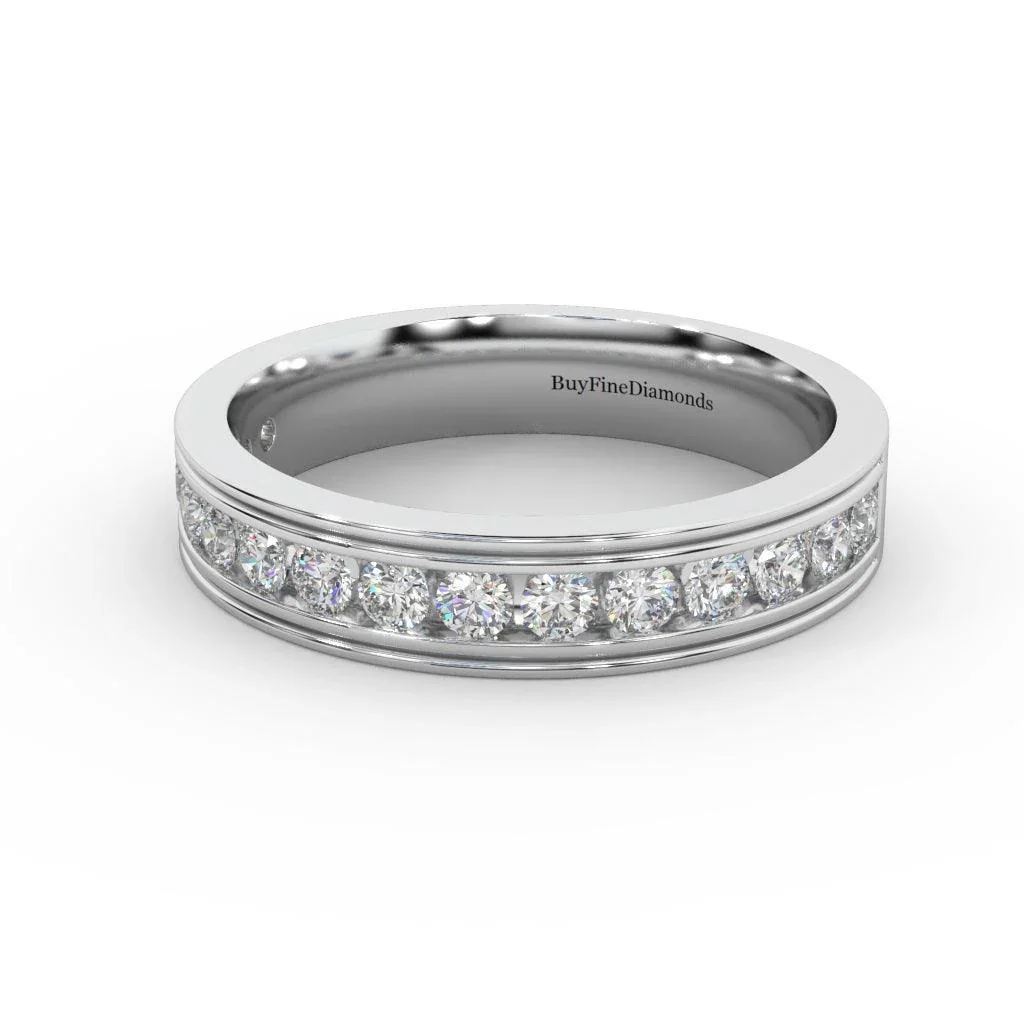 4MM Channel Set Natural Round Diamond Wedding Band Ring - 0.65 Carat - Image 2