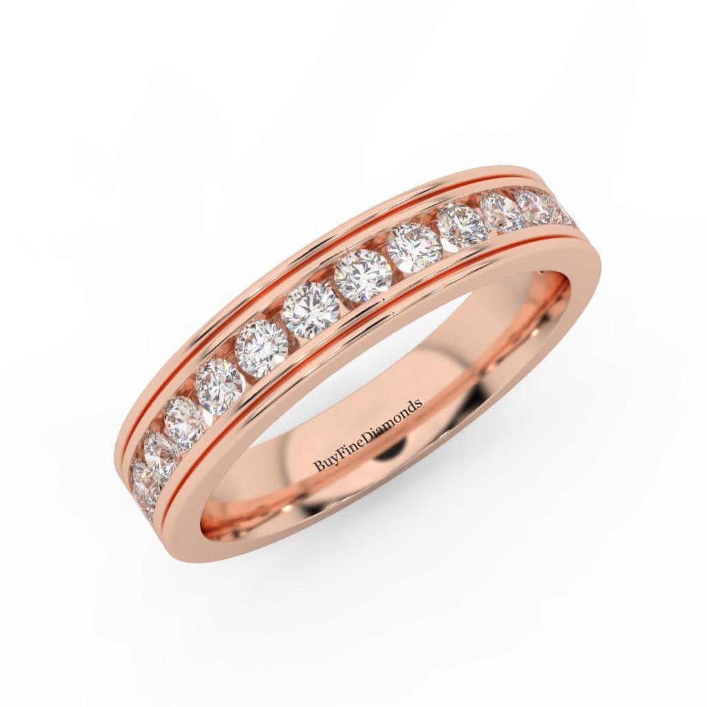 4MM Channel Set Natural Round Diamond Wedding Band Ring - 0.65 Carat - Image 4