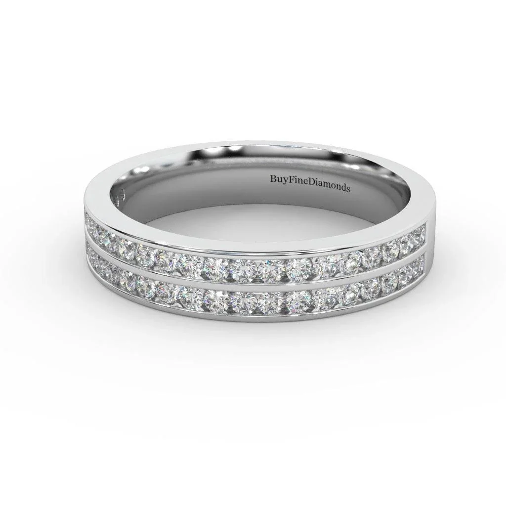 4MM Natural Round Diamond Half Eternity Ring Two Row Channel Set - 0.55 Carat - Image 2