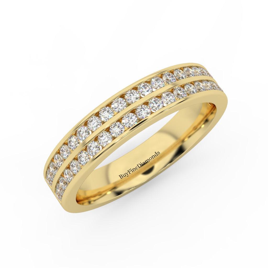4MM Natural Round Diamond Half Eternity Ring Two Row Channel Set - 0.55 Carat - Image 3