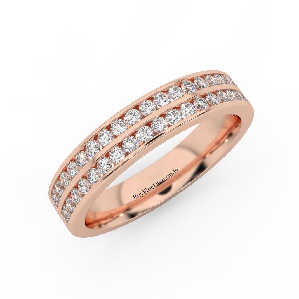 4MM Natural Round Diamond Half Eternity Ring Two Row Channel Set - 0.55 Carat - Image 4