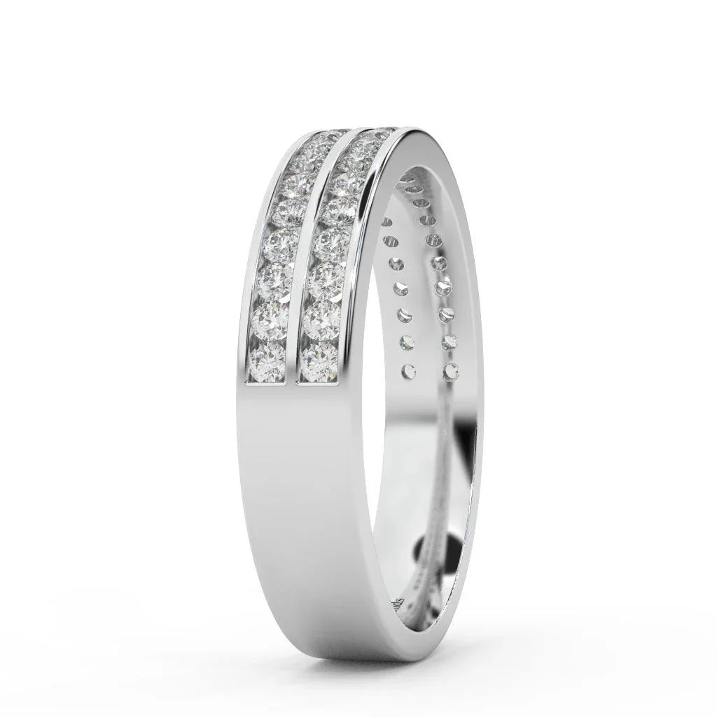 4MM Natural Round Diamond Half Eternity Ring Two Row Channel Set - 0.55 Carat - Image 6