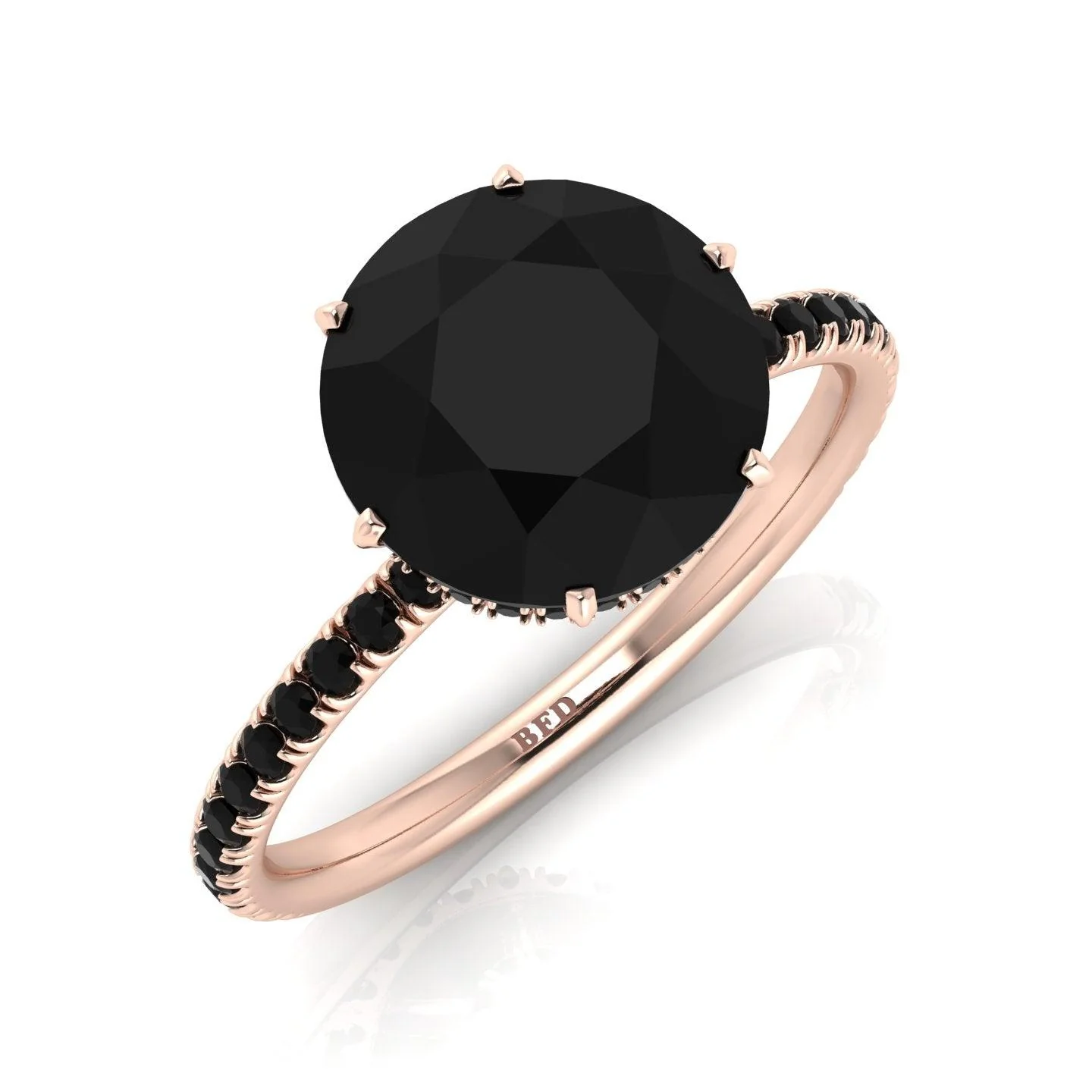 5.00 Carat Big Black Diamond Hidden Halo Engagement Ring For Women's - Image 3