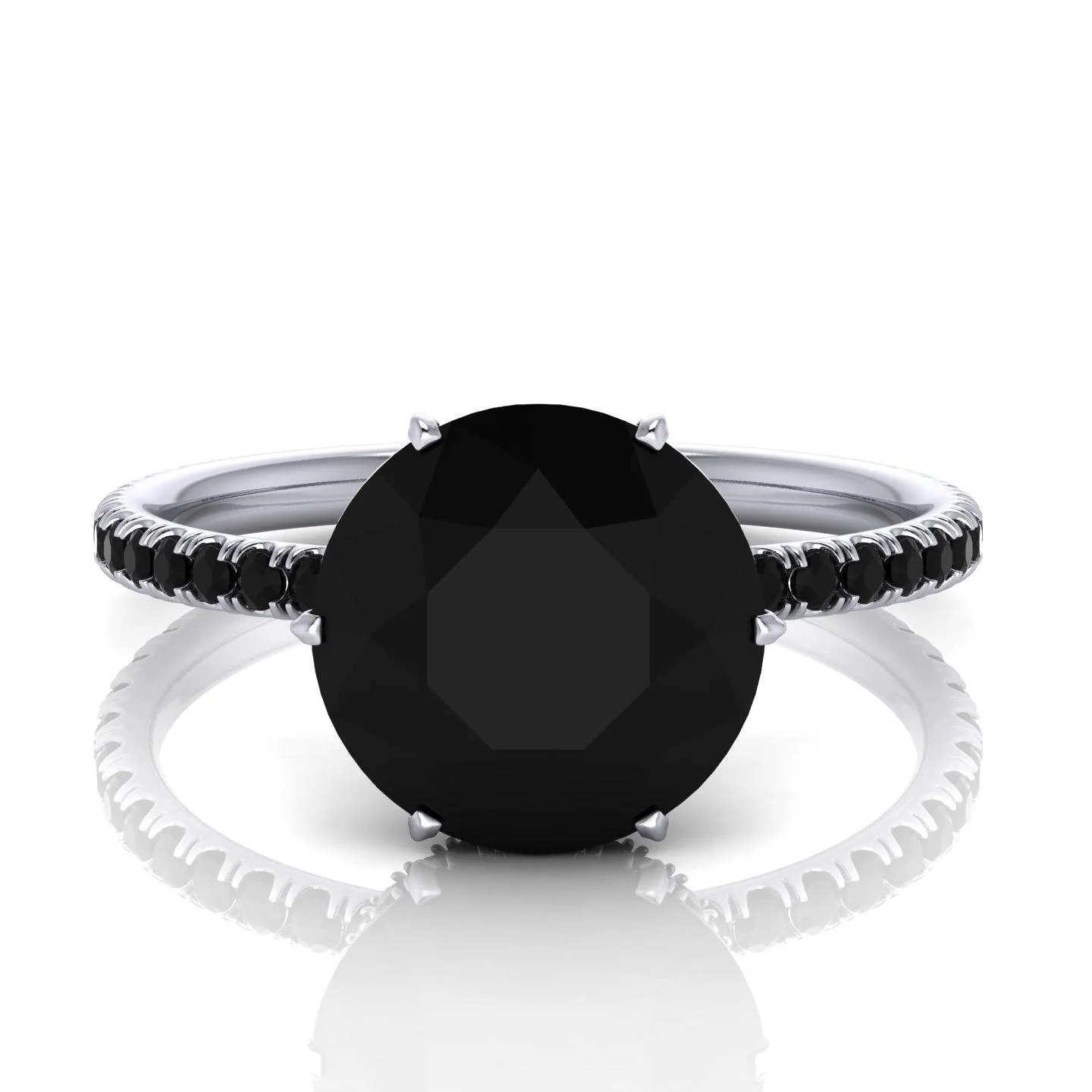 5.00 Carat Big Black Diamond Hidden Halo Engagement Ring For Women's - Image 4