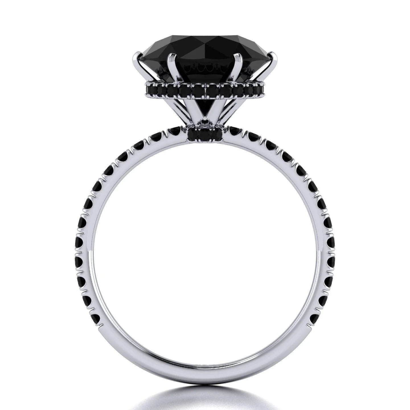 5.00 Carat Big Black Diamond Hidden Halo Engagement Ring For Women's - Image 5