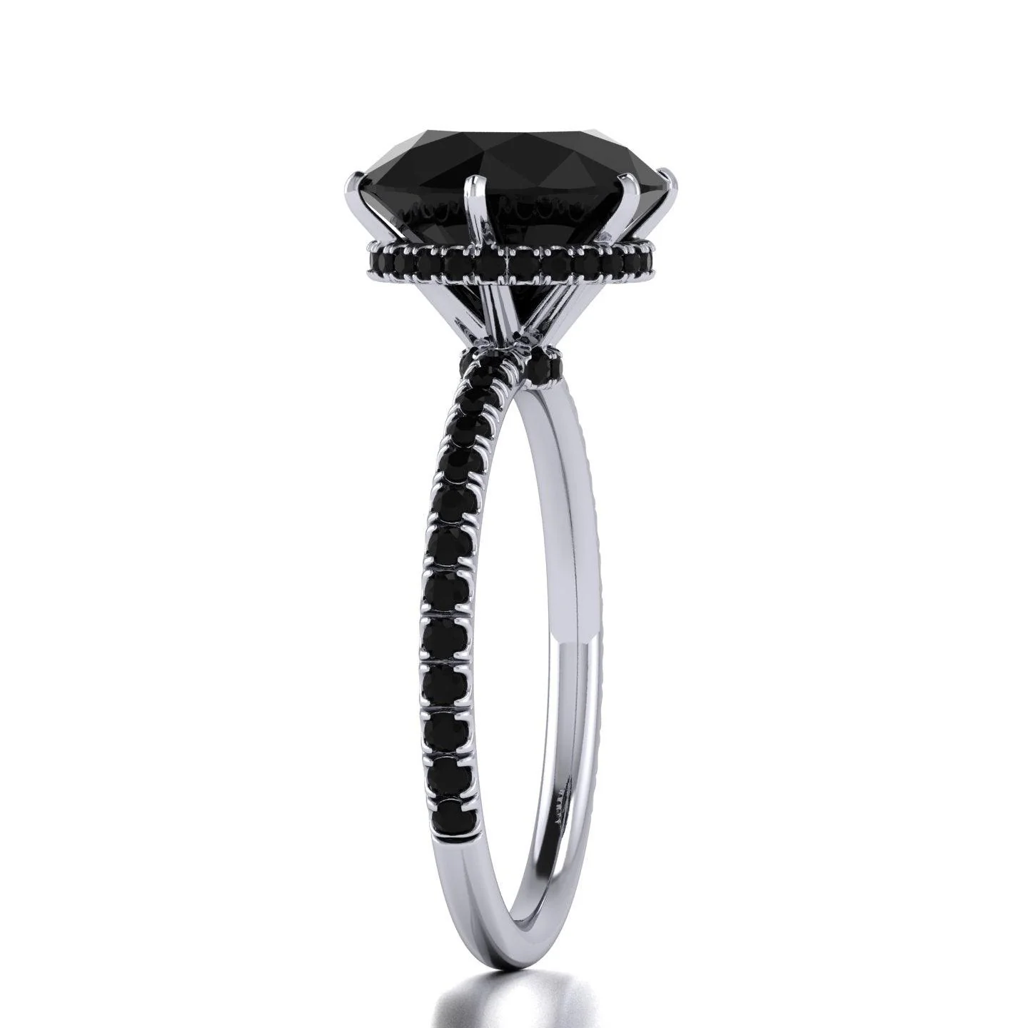 5.00 Carat Big Black Diamond Hidden Halo Engagement Ring For Women's - Image 6
