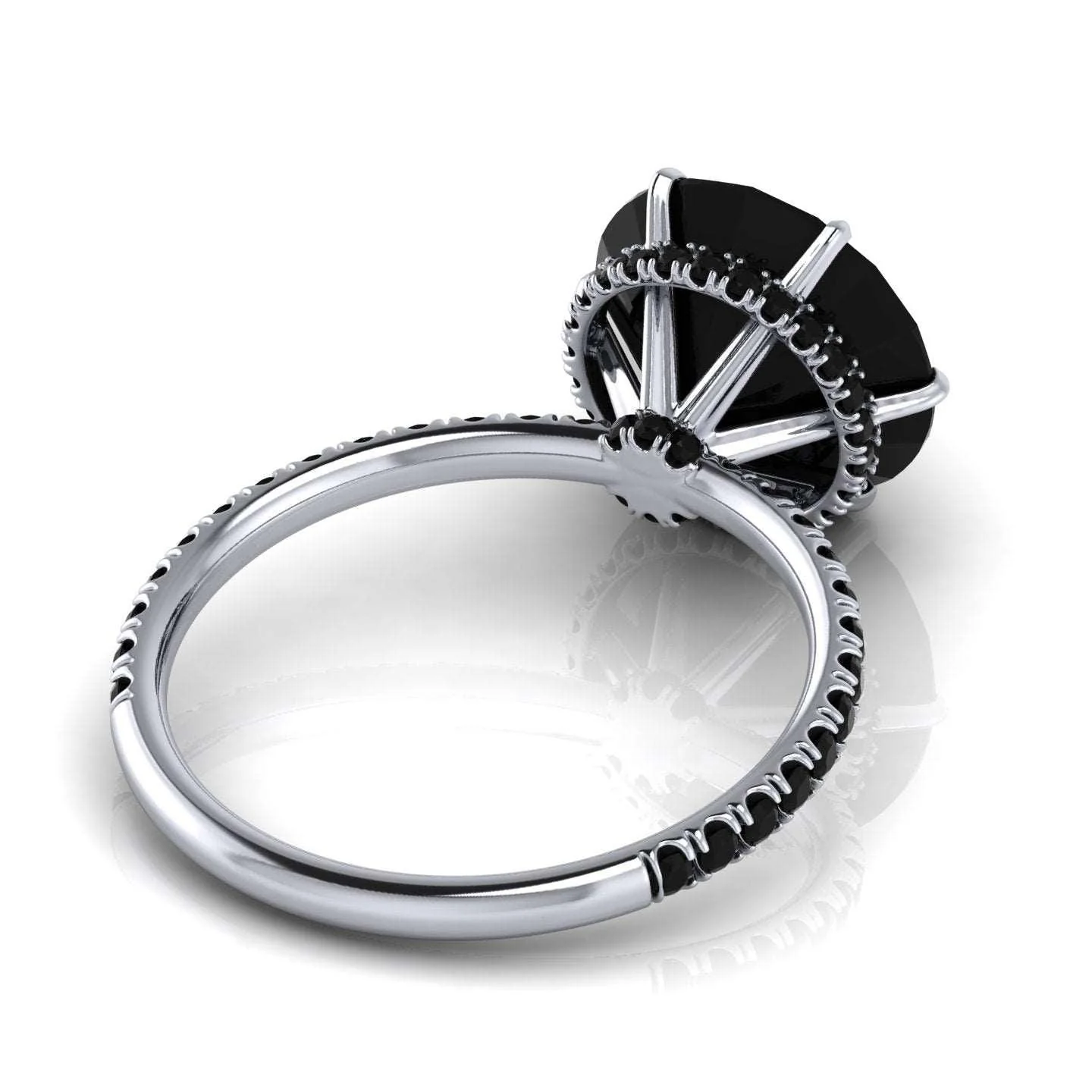 5.00 Carat Big Black Diamond Hidden Halo Engagement Ring For Women's - Image 7