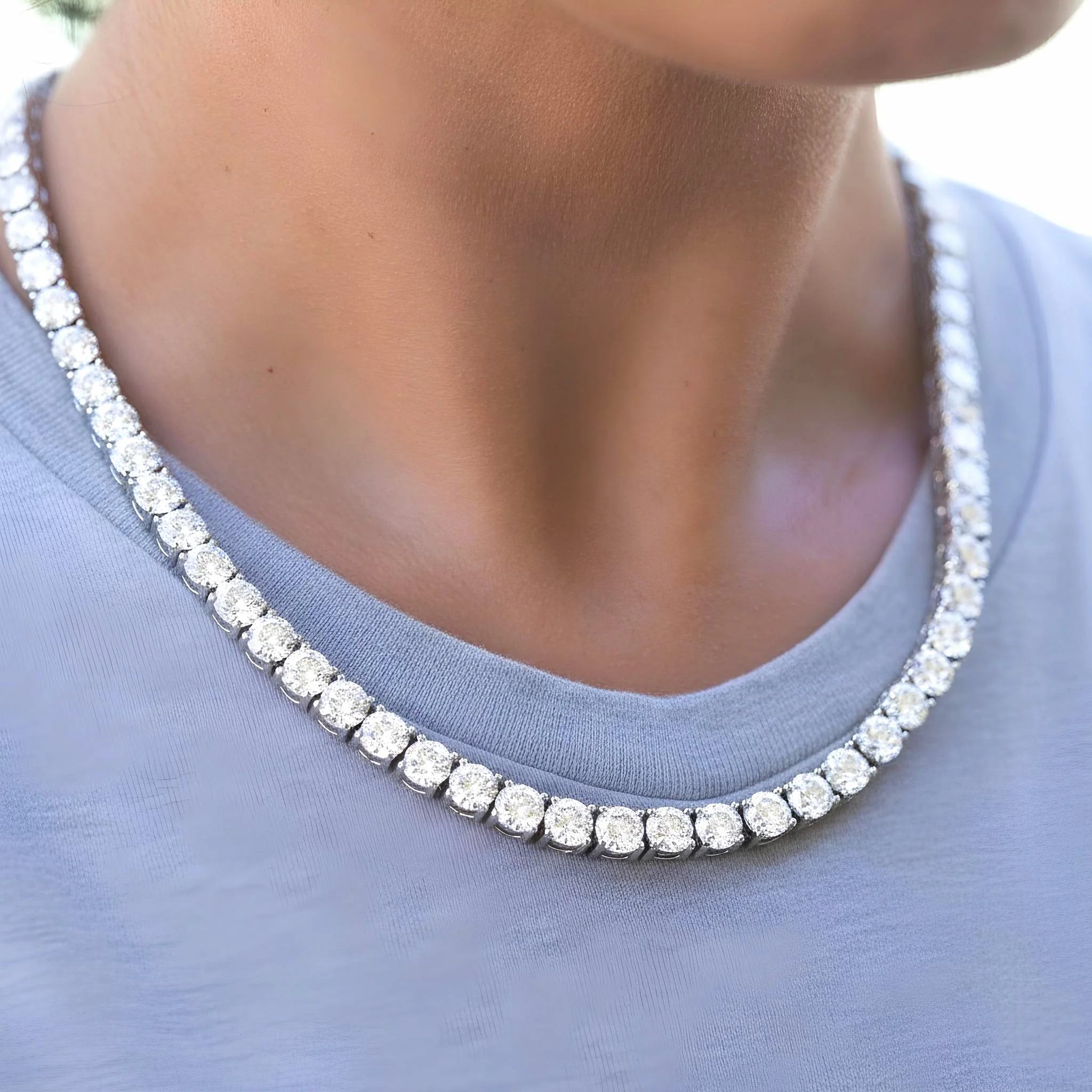55ct Round Lab Diamond Tennis Necklace – 9k Gold, D/VS - Image 2