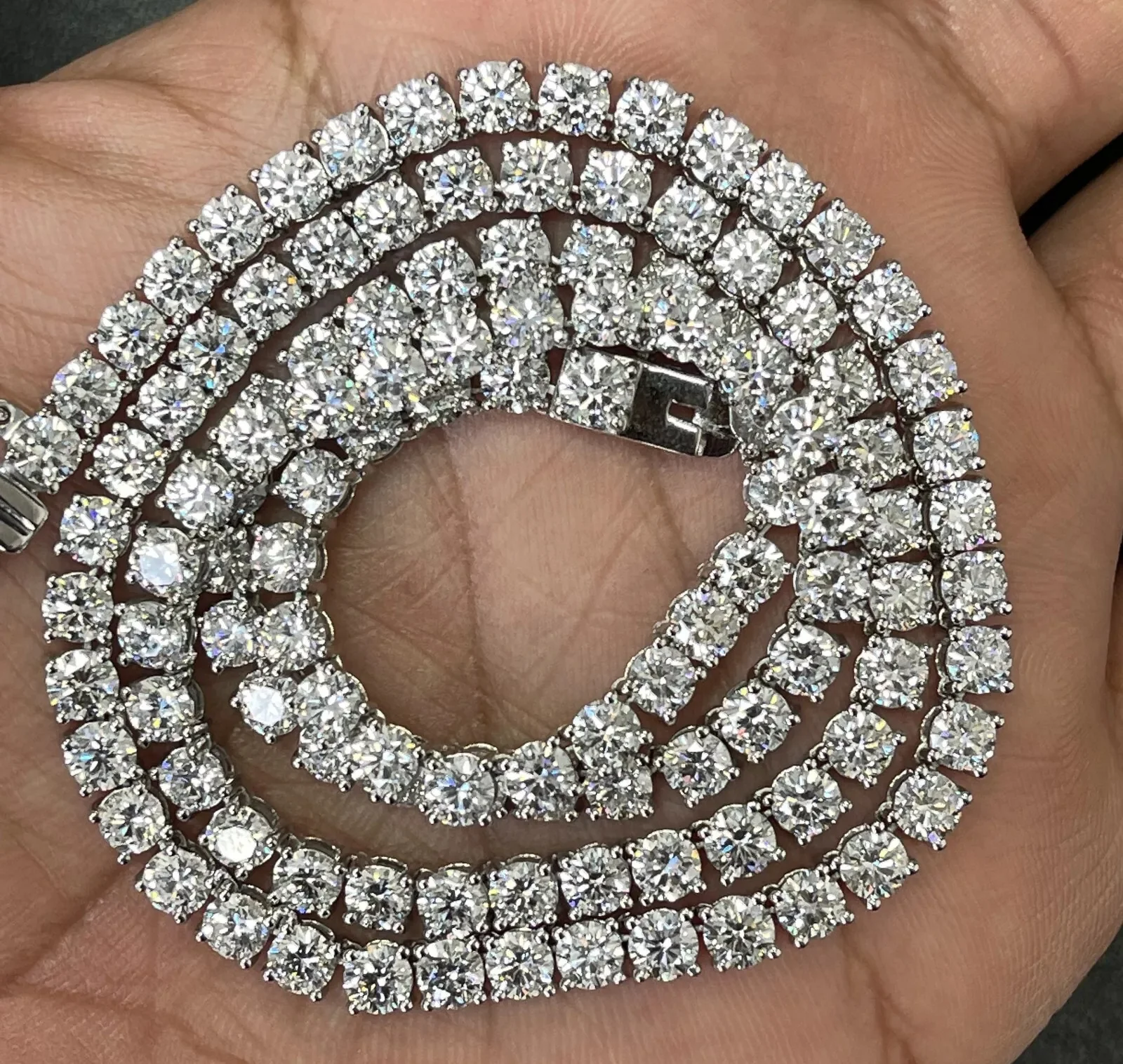 50ct Round Lab Diamond Tennis Necklace – 9K Gold, D/VS - Image 4