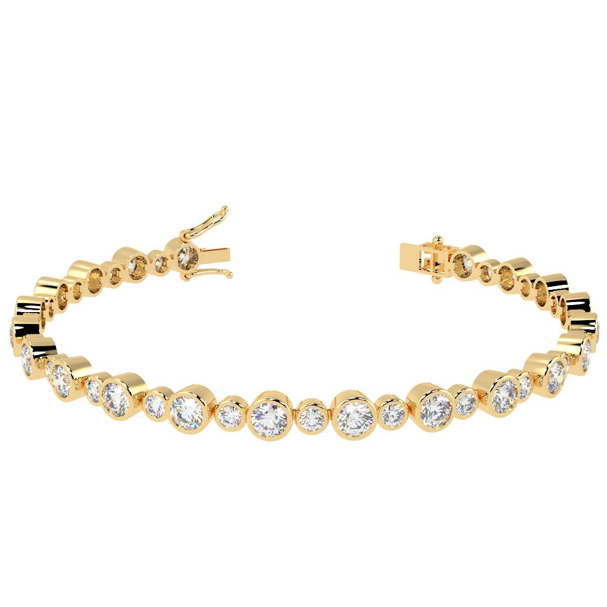 5.00Ct F/VS Round Diamond Bezel Set Tennis Bracelet for Women's in Hallmarked 18k Gold - Image 5