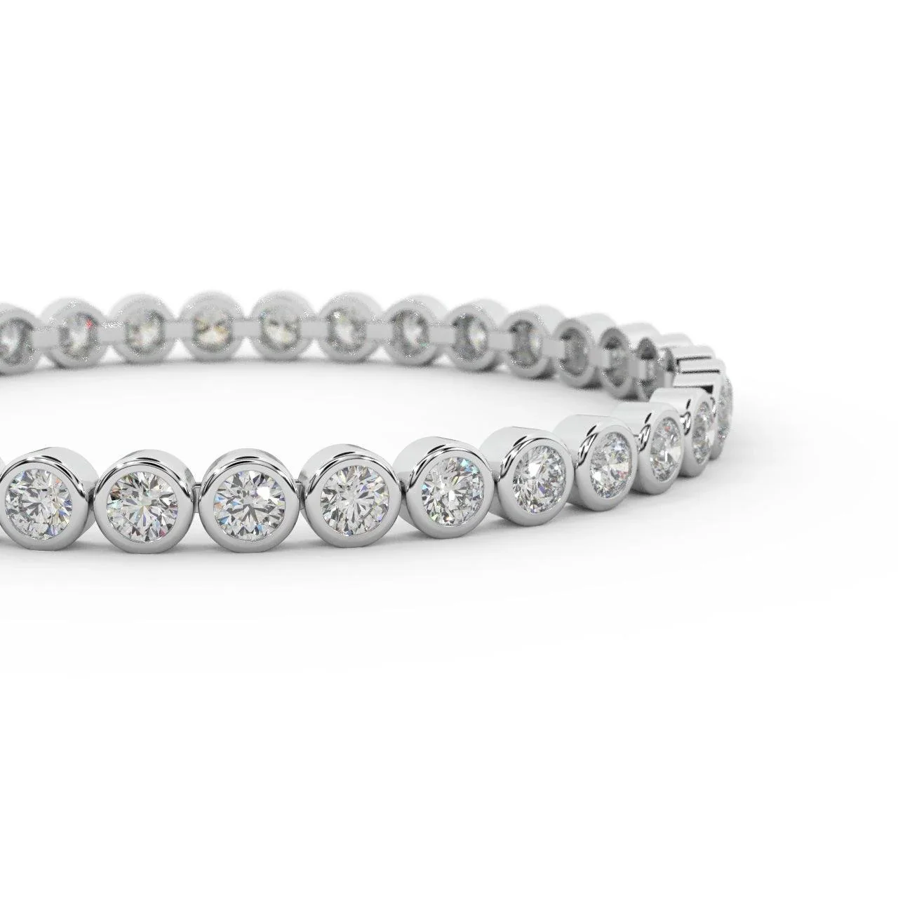 5Ct G/VS Natural Round Diamond Bezel Set Bracelet in Hallmarked Gold - Image 3