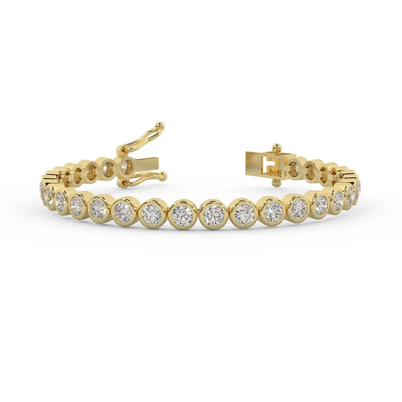 5Ct G/VS Natural Round Diamond Bezel Set Bracelet in Hallmarked Gold - Image 4