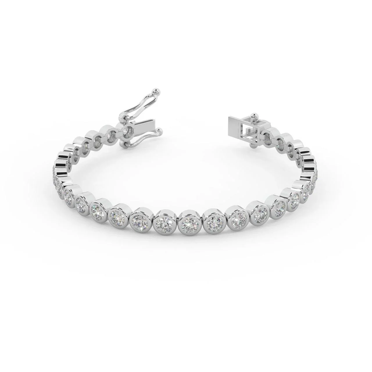5Ct G/VS Natural Round Diamond Bezel Set Bracelet in Hallmarked Gold - Image 7