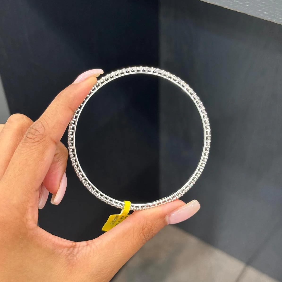 6.50CT D/VS Lab Grown Round Diamond Claw Set Tennis Bangle In 9k White Gold - Image 2