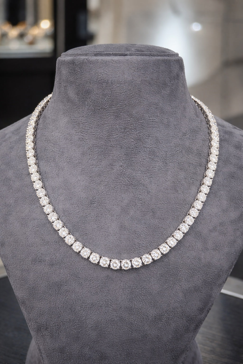 65ct Round Lab Diamond Tennis Necklace – 9k Gold, D/VS - Image 5