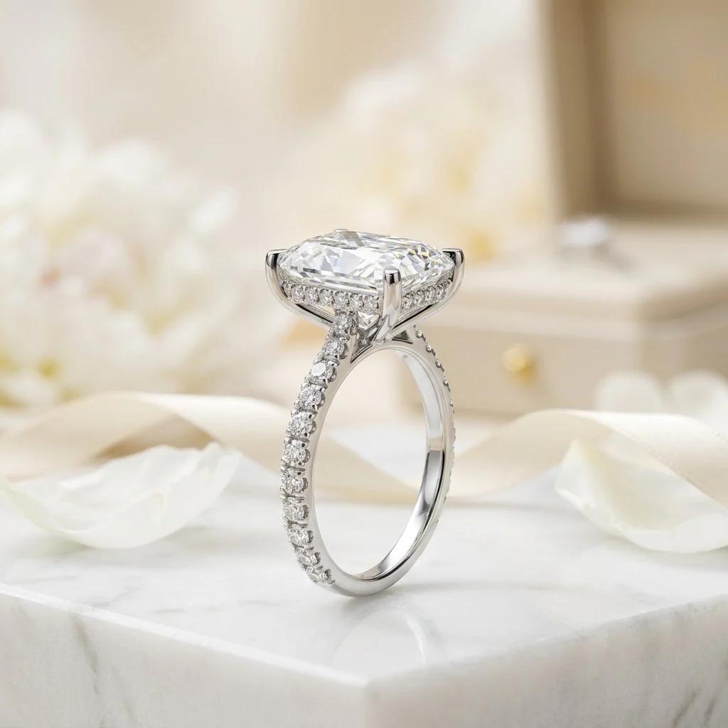 7.50CT IGI Certified Diamond Radiant Cut Hidden Halo Women's Engagement Ring - Platinum - Image 2