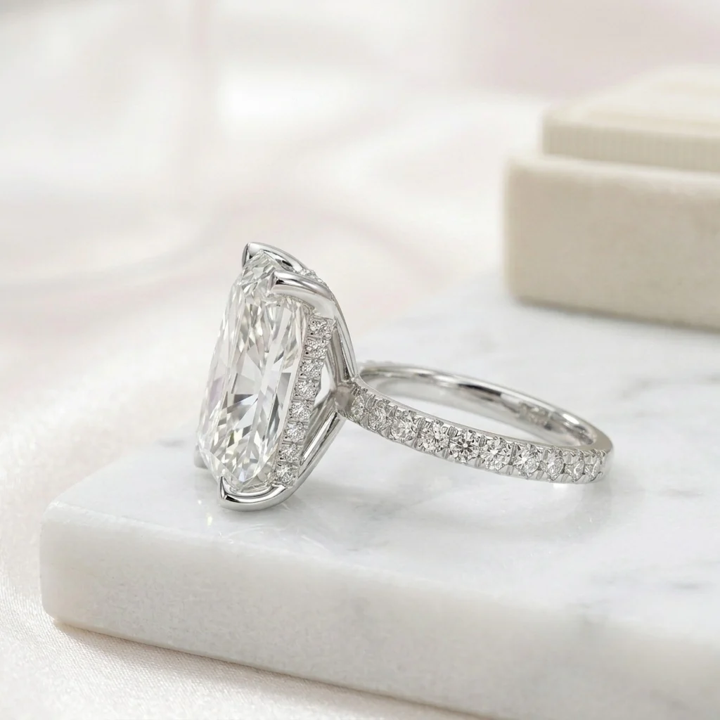 7.50CT IGI Certified Diamond Radiant Cut Hidden Halo Women's Engagement Ring - Platinum - Image 4