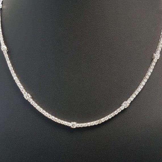7.5ct Round Diamond Tennis Necklace – 18K White Gold, D/VS, Certified - Image 5