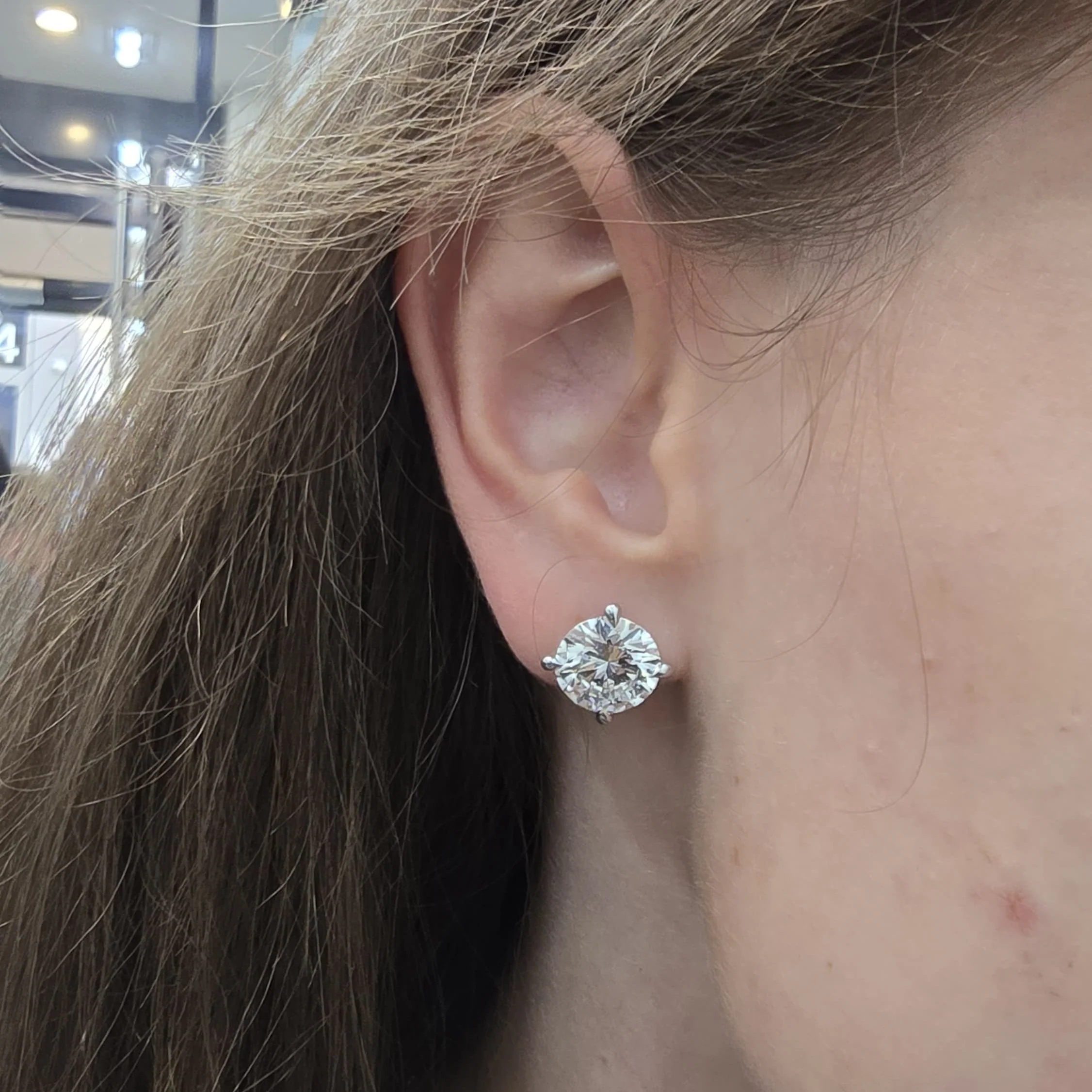 8.00Ct Round Lab Diamond Stud Earrings in Platinum E-G/VS ( IGI Certified)