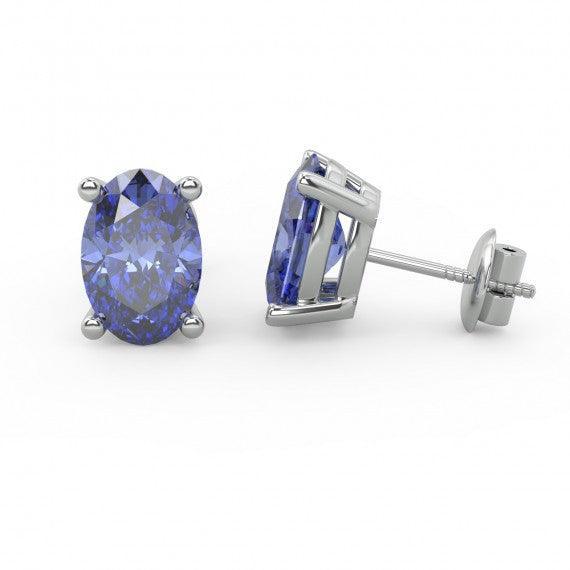 8*6mm 2.80ct AAA Quality Diamond Cut Tanzanite Stud Earring White Gold - Image 3