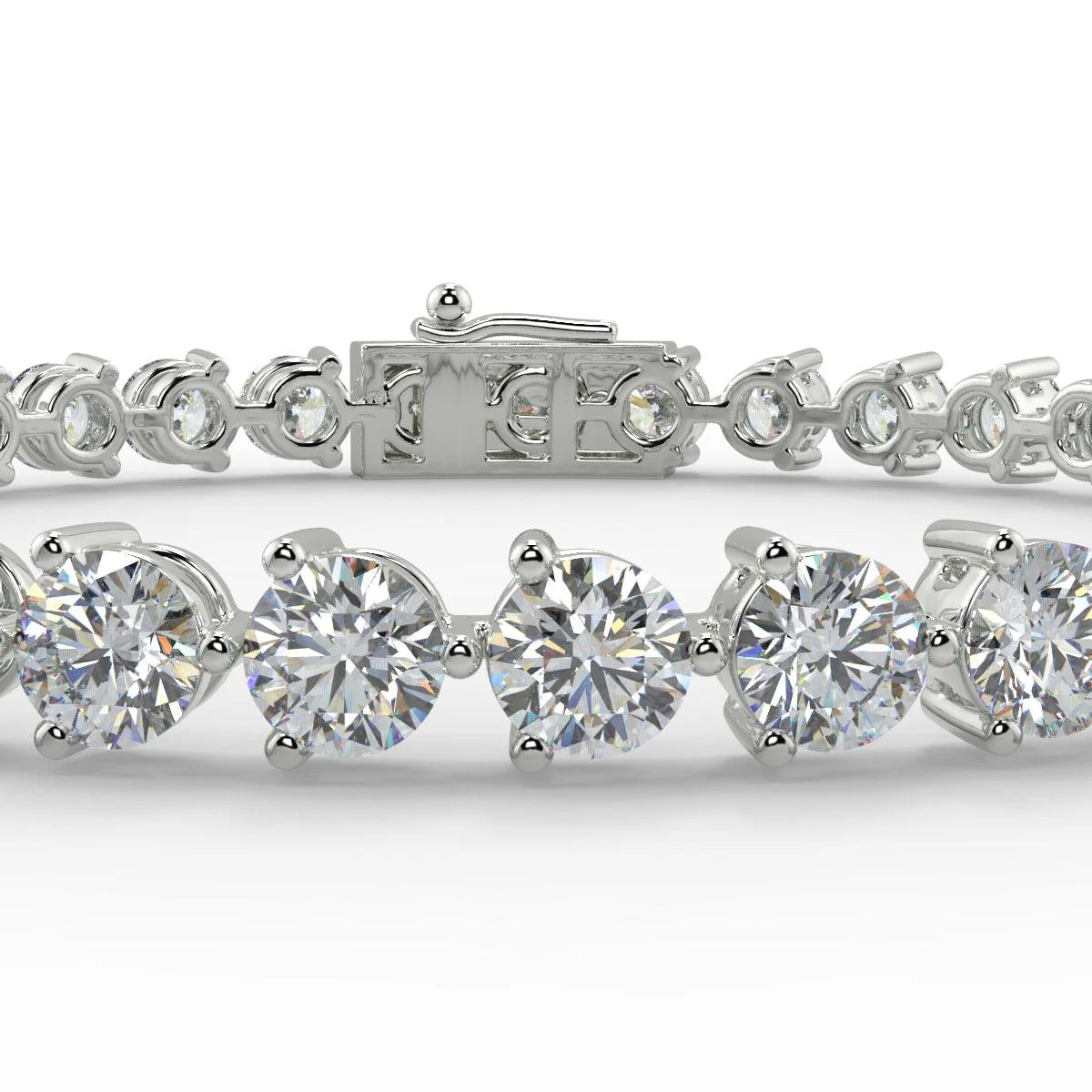 9.00Carat 3 Prong Round Diamond Tennis Bracelet for Womens , 18k White Gold - Image 2