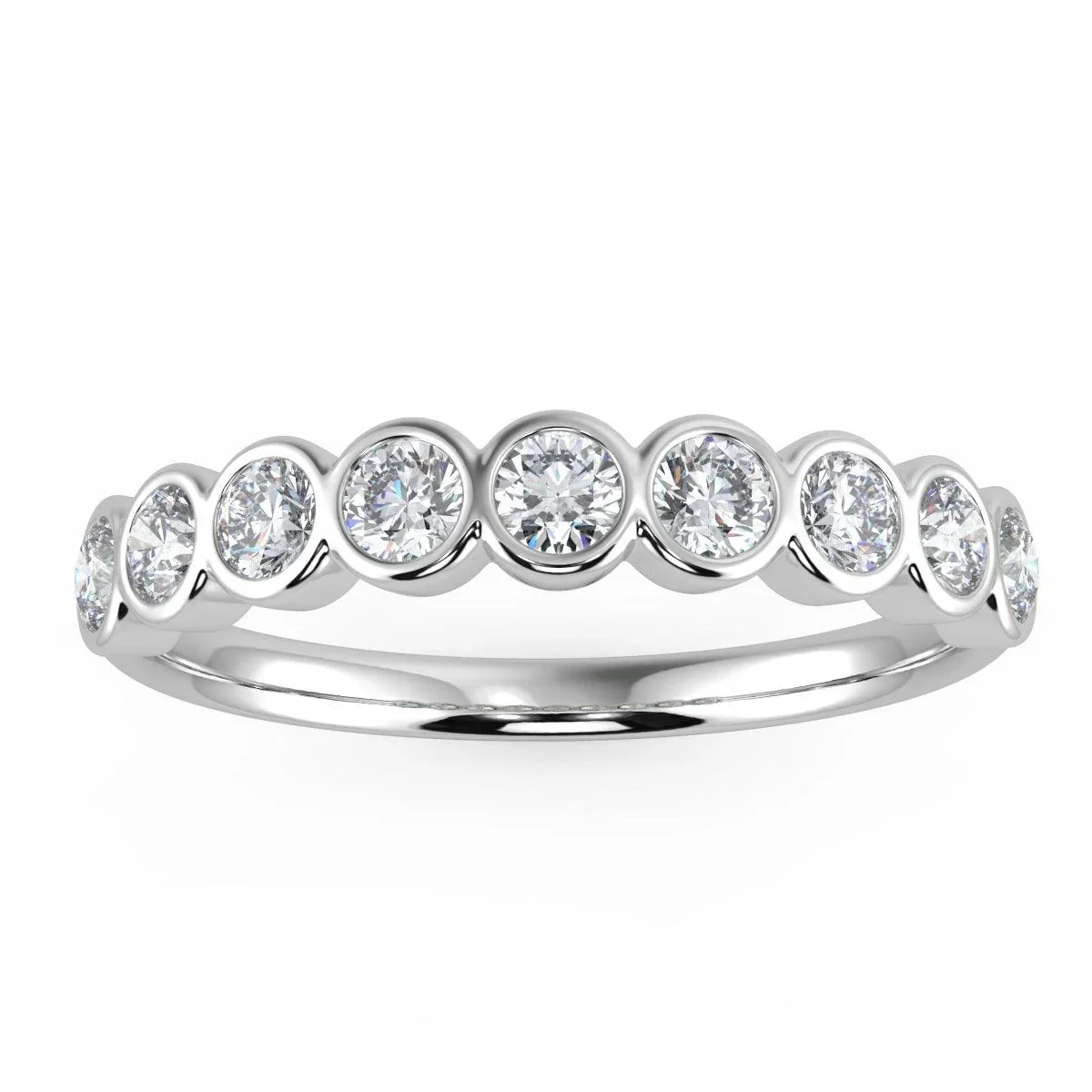 9 Diamond Bezel Set Anniversary Ring in Platinum & Gold 0.50Ct D/VVS - Image 3