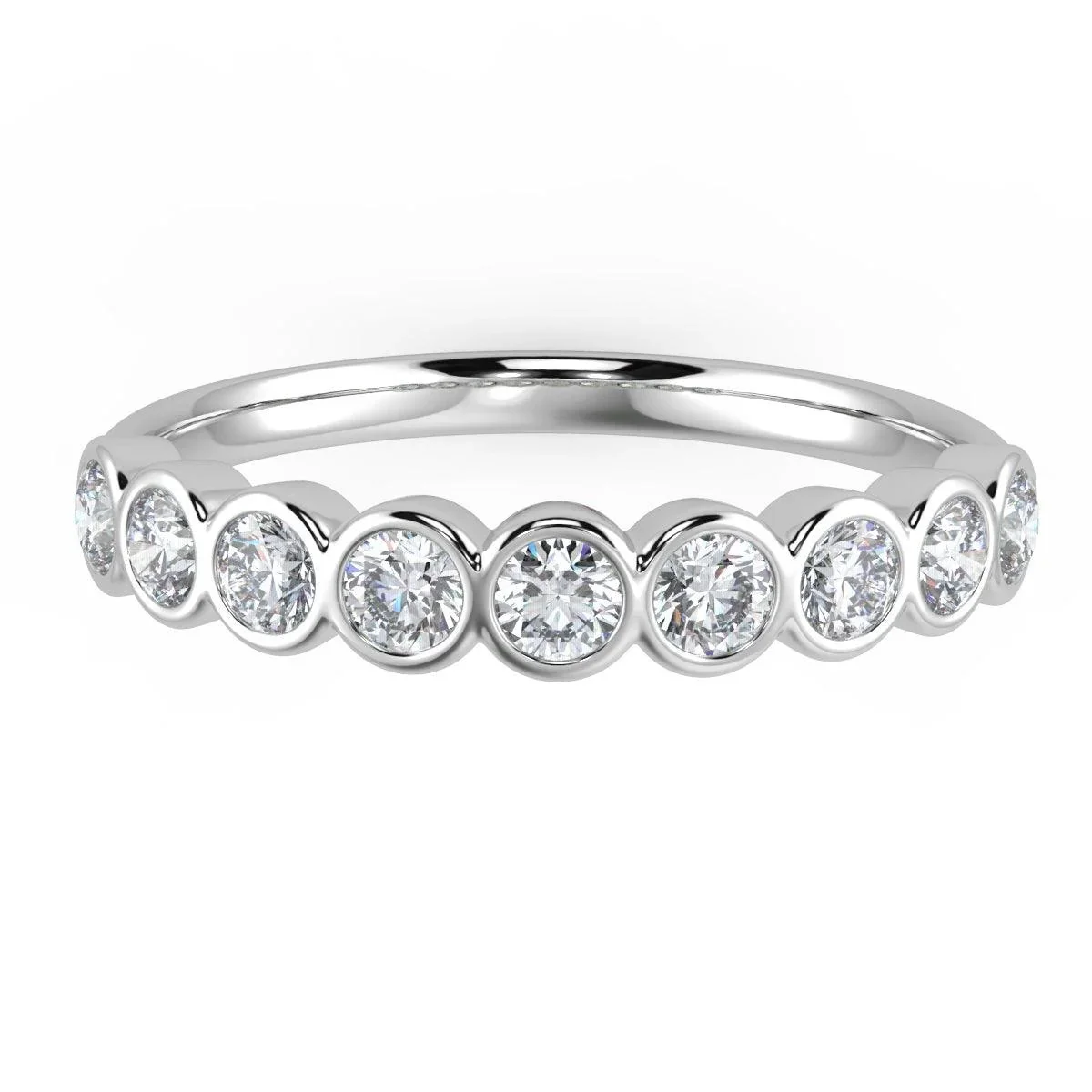 9 Diamond Bezel Set Anniversary Ring in Platinum & Gold 0.50Ct D/VVS - Image 5