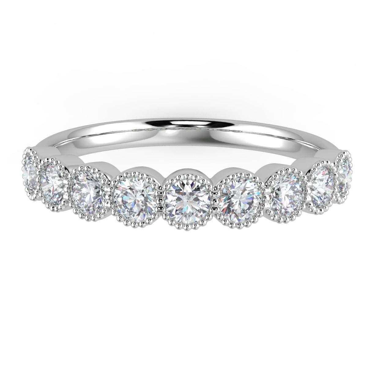 9 Diamond Miligrain Bezel Set Ring in Platinum & Gold 0.50Ct D/VVS - Image 4