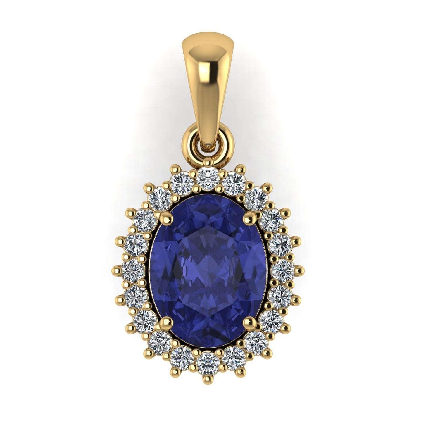 AAA 1.60 Ct Oval Tanzanite & 0.40 Ct Diamond Halo Pendant - Image 5