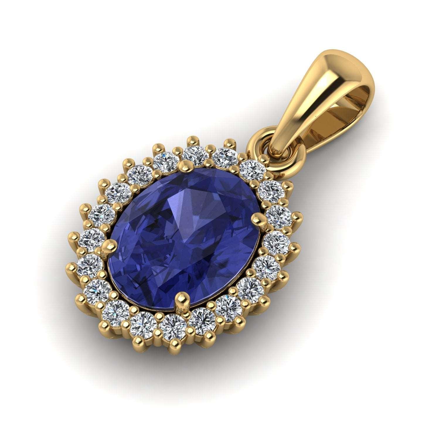 AAA 1.60 Ct Oval Tanzanite & 0.40 Ct Diamond Halo Pendant - Image 7