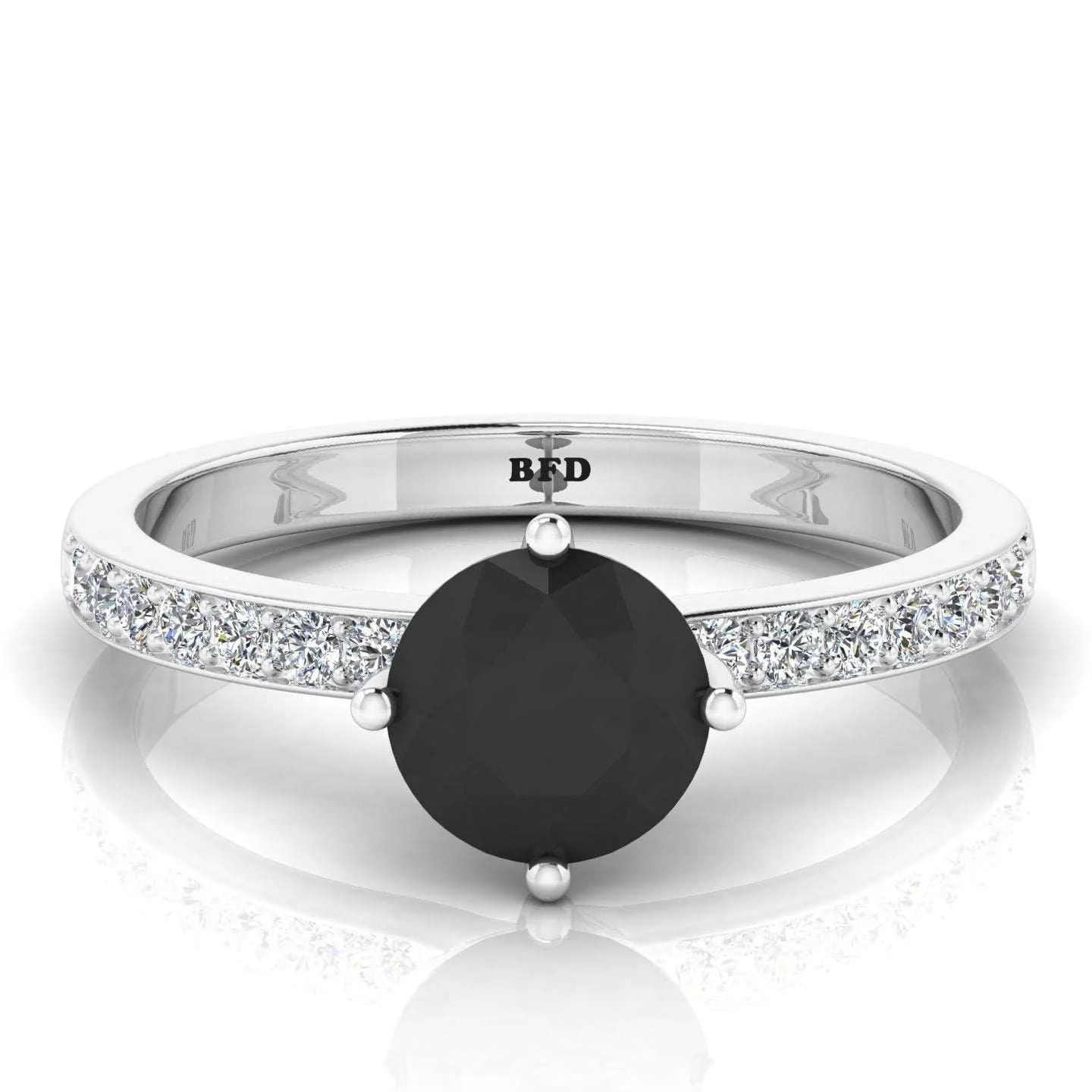 AAA Black & White Diamond Solitaire engagement Ring - 1.20 Carat - Image 4