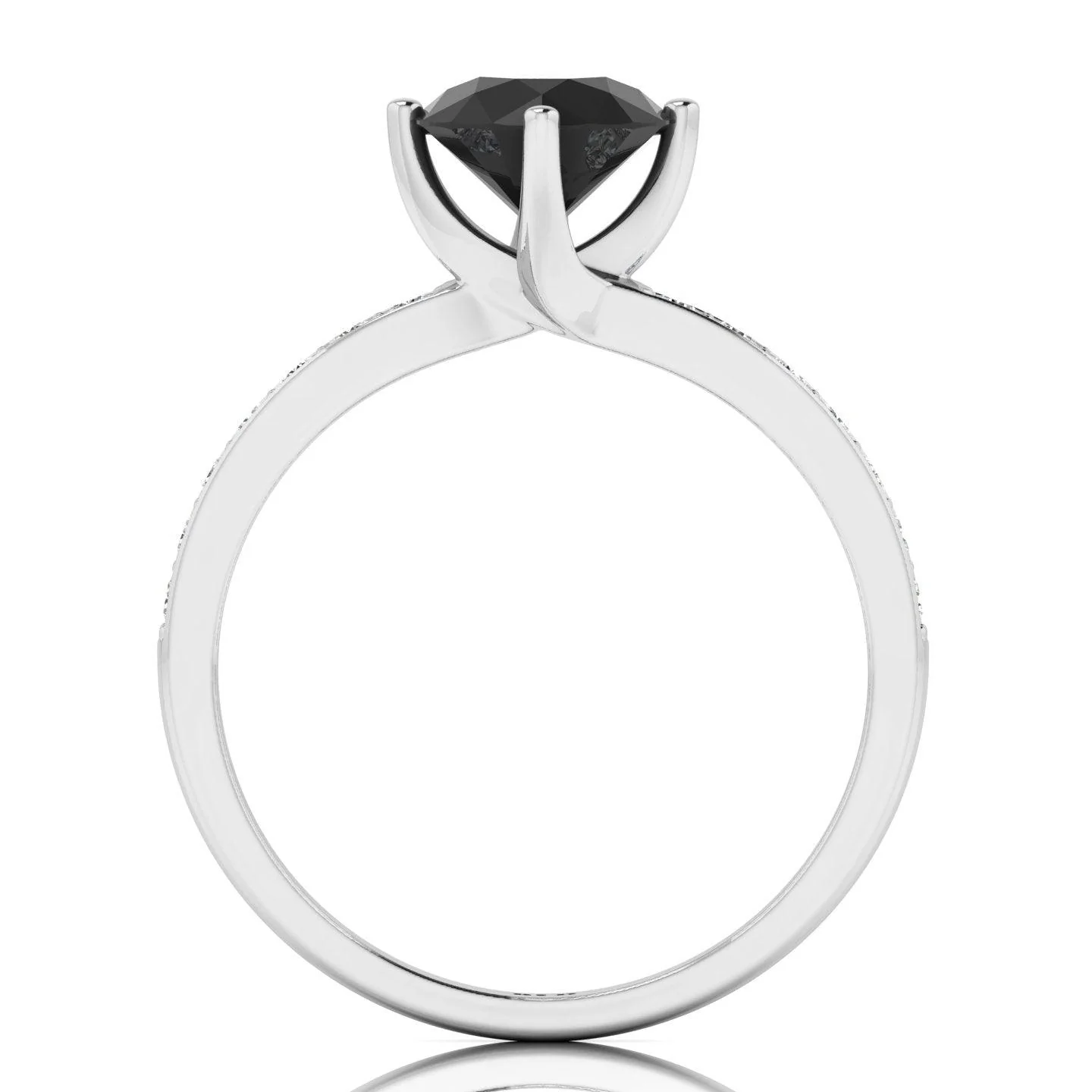 AAA Black & White Diamond Solitaire engagement Ring - 1.20 Carat - Image 5