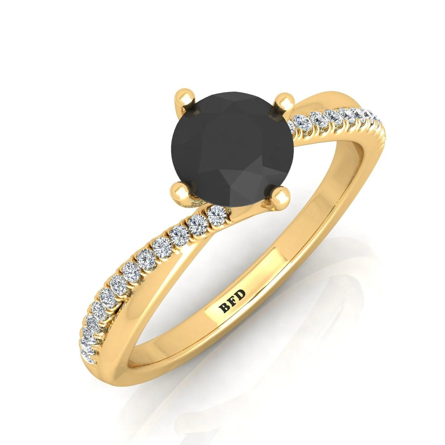 AAA Black & White Diamond Twisted Claw Set Engagement Ring For Her - 1.30 Carat - Image 2