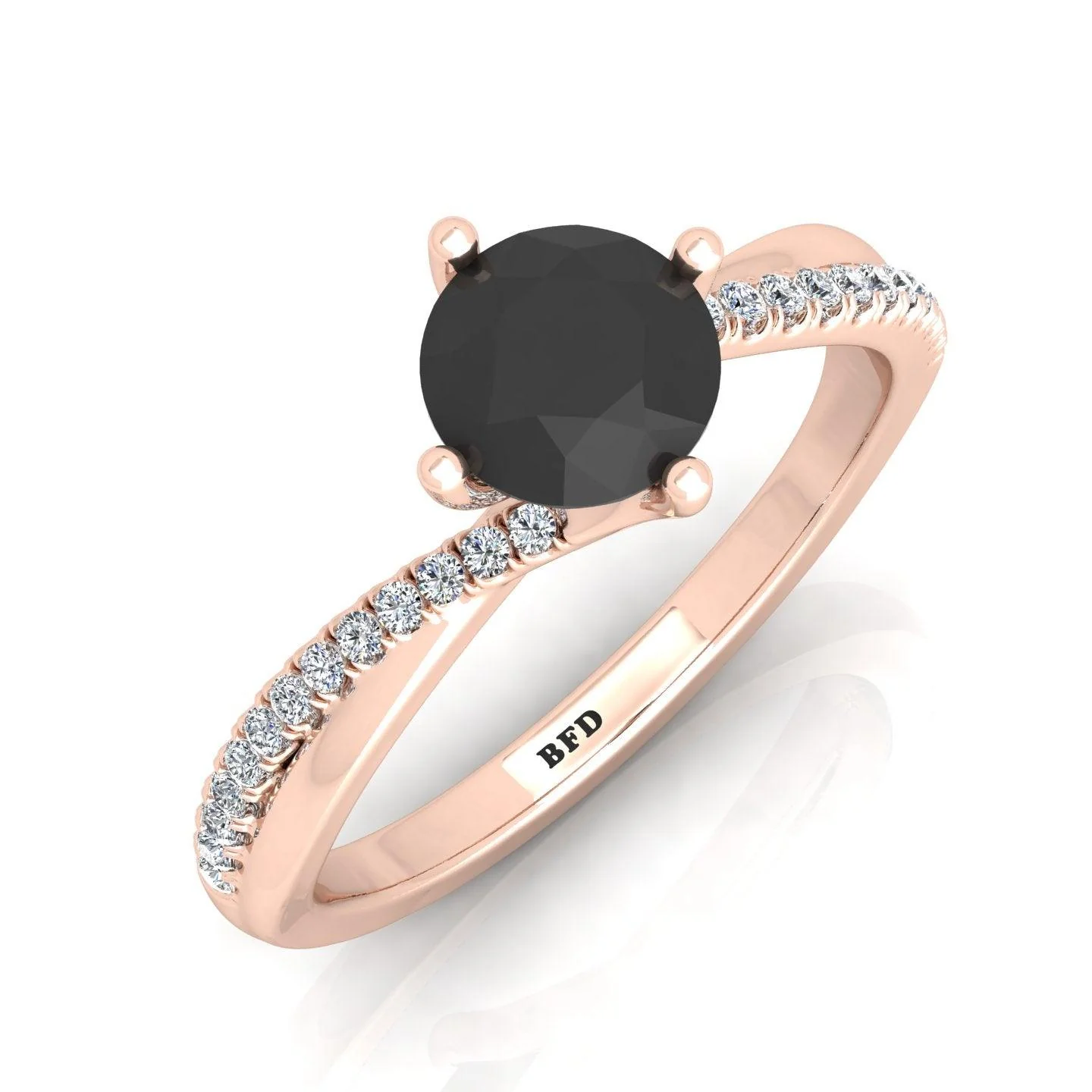 AAA Black & White Diamond Twisted Claw Set Engagement Ring For Her - 1.30 Carat - Image 3