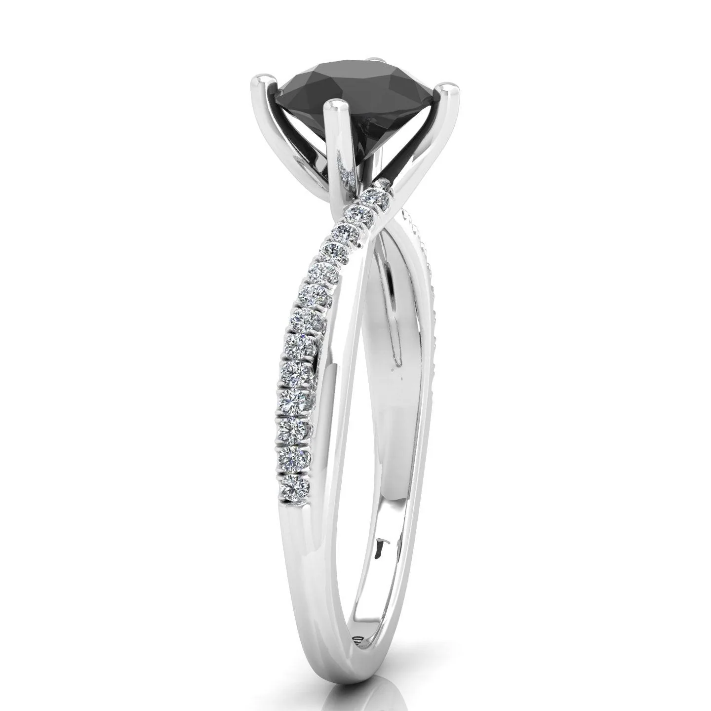 AAA Black & White Diamond Twisted Claw Set Engagement Ring For Her - 1.30 Carat - Image 5